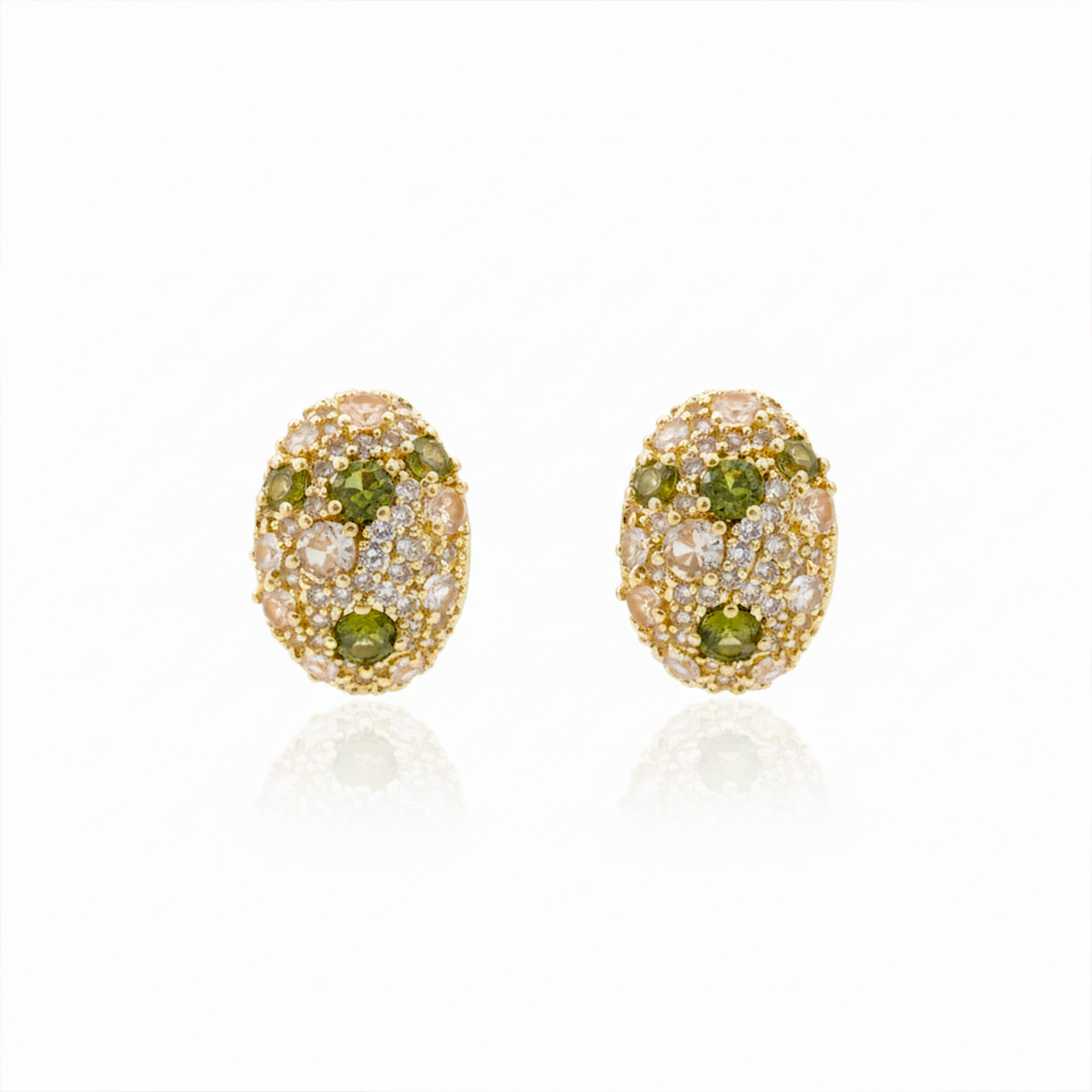 Emerald Glow Oval Stud Earrings GWE -124