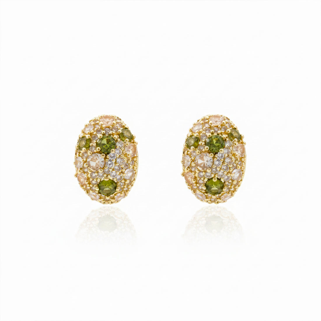 Emerald Glow Oval Stud Earrings GWE -124