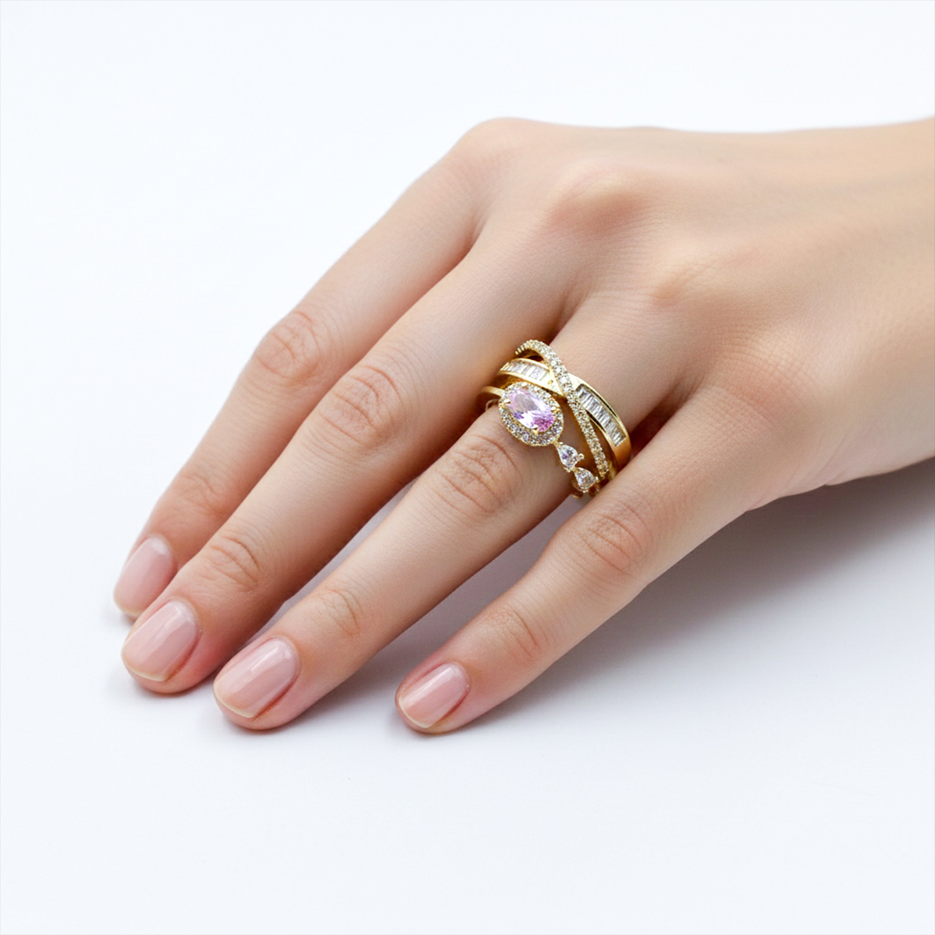 Rosé Luxe Crisscross Ring GWR -46