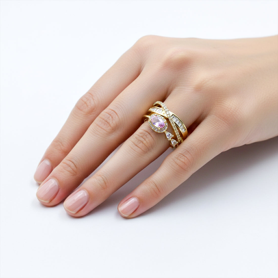 Rosé Luxe Crisscross Ring GWR -46