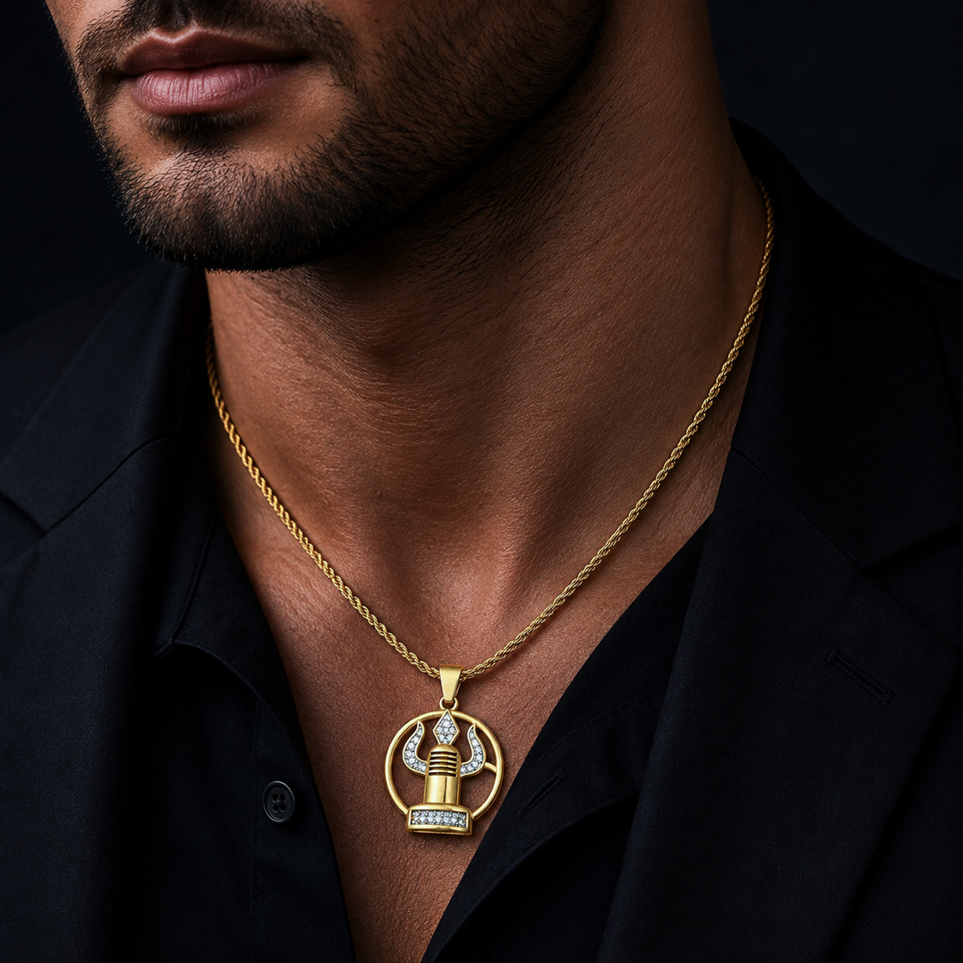 Trishul Tatva Gold Pendant Chain GMP -7