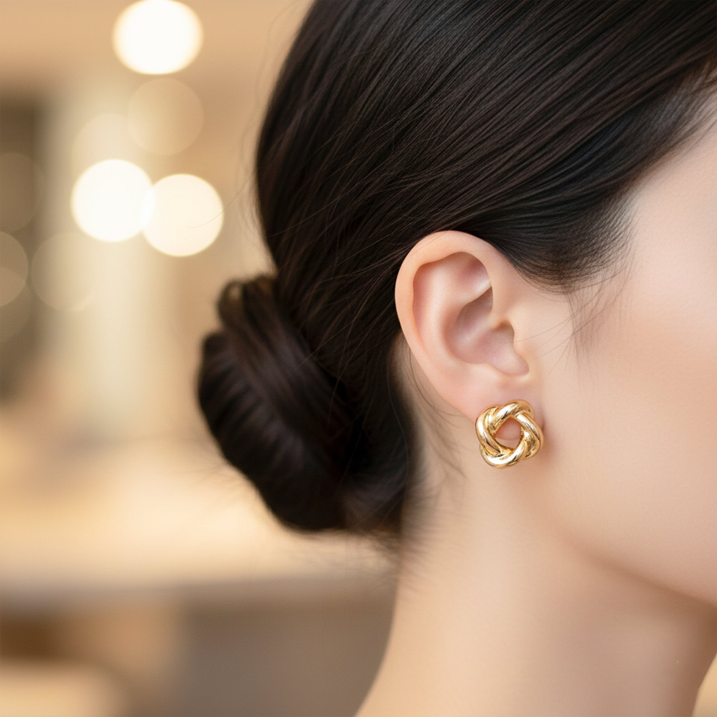Infinity Knot Gold Stud Earrings GWE -54