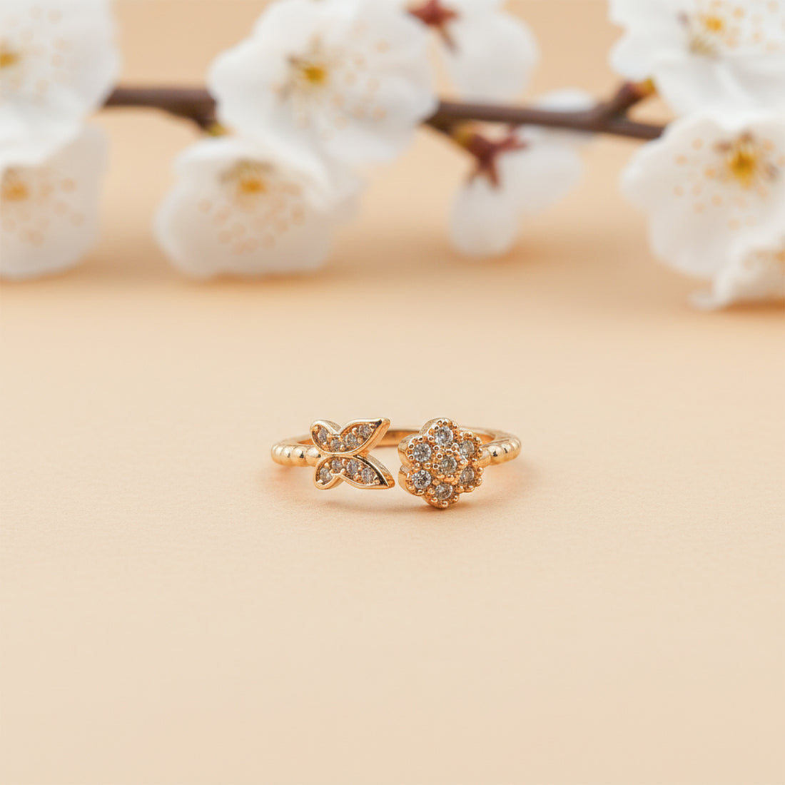 Blossom Butterfly Diamond Gold Ring GWR -11