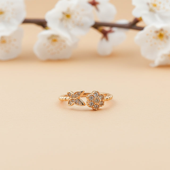 Blossom Butterfly Diamond Gold Ring GWR -11