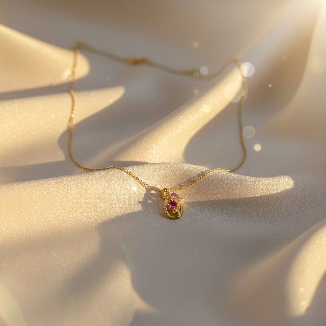Pink Blossom Twist Pendant Necklace GWN -100