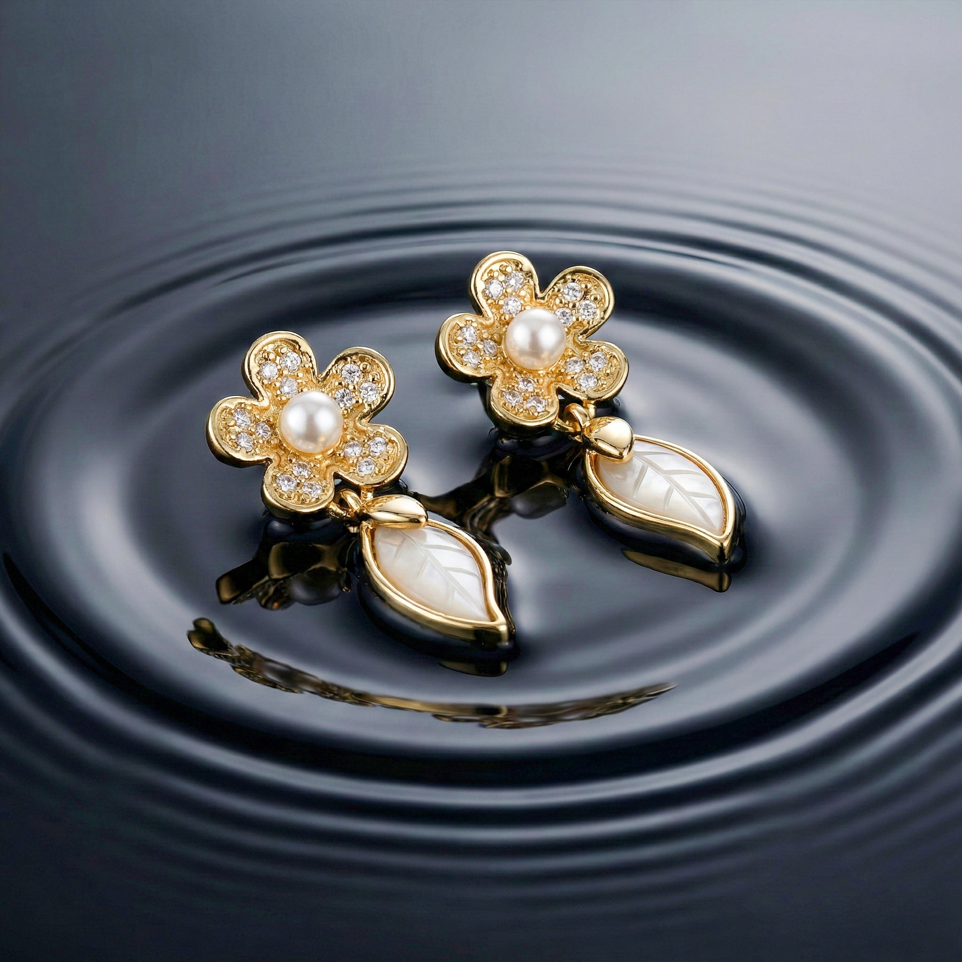 Floral Pearl Drop Earrings GWE -132