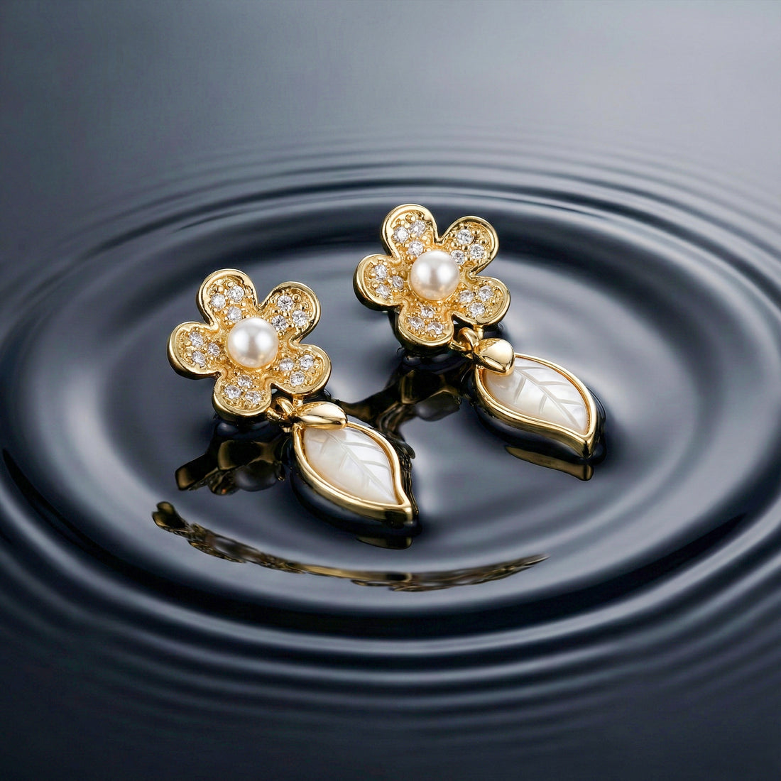 Floral Pearl Drop Earrings GWE -132