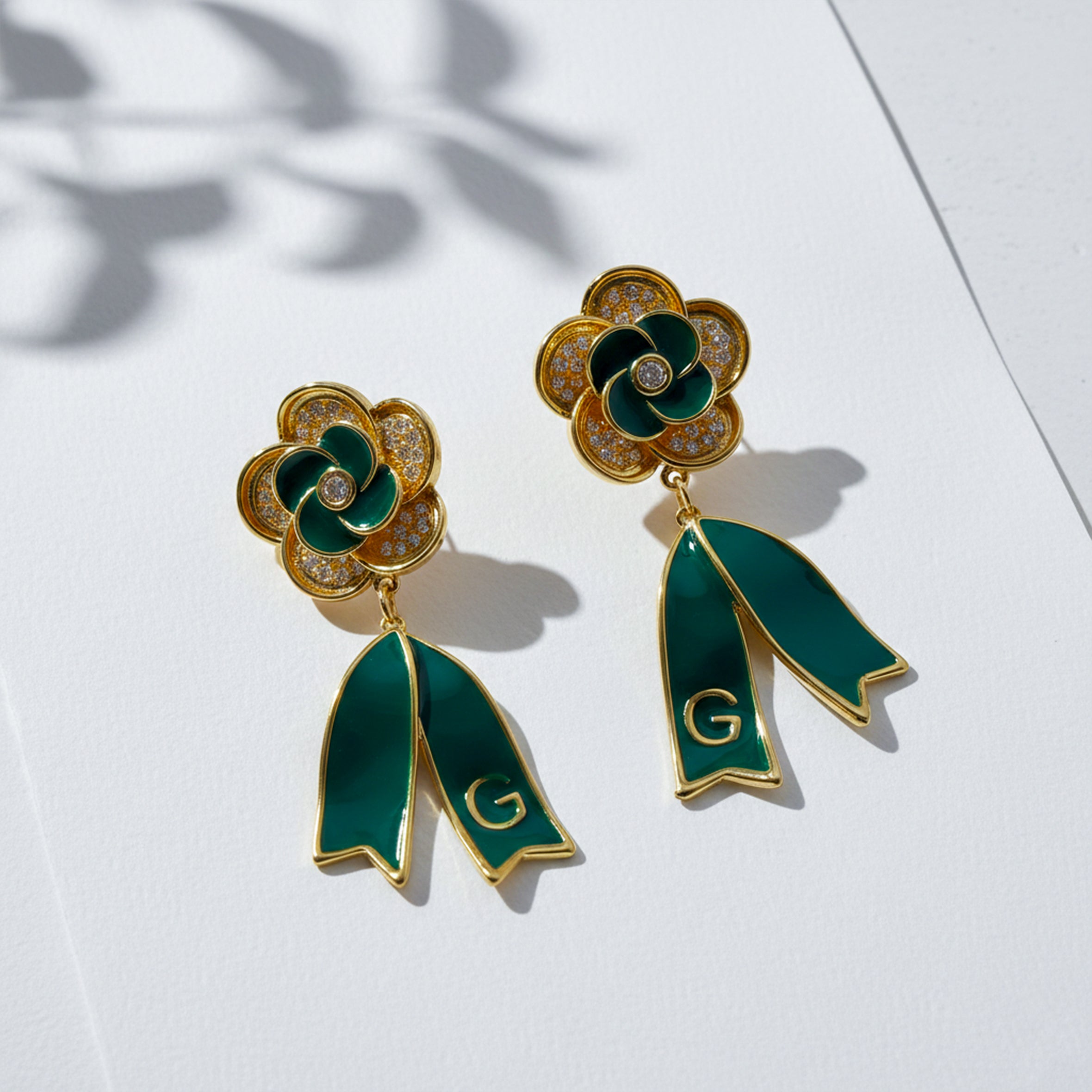 Crystal Ribbon Drop Earrings GWE -60