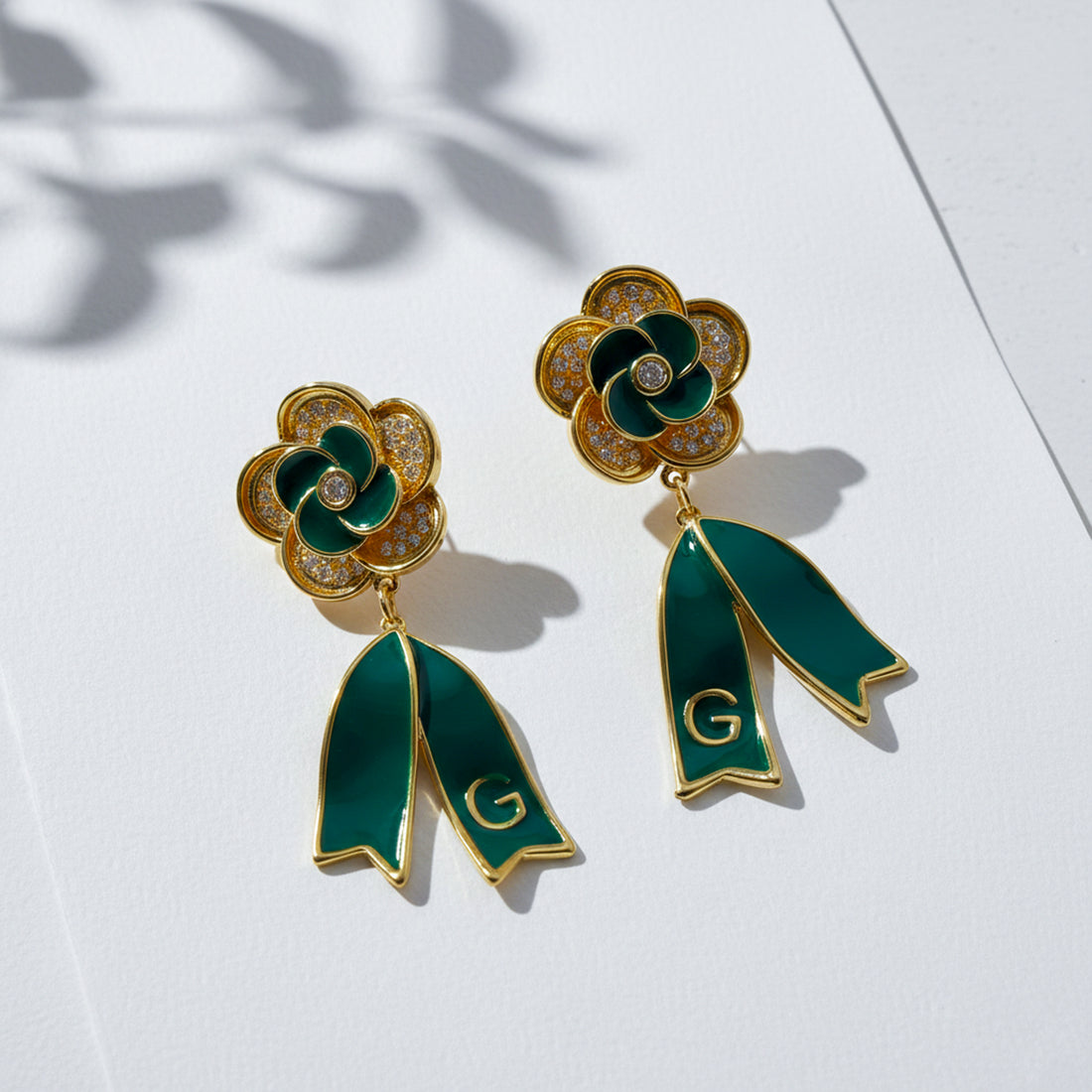 Crystal Ribbon Drop Earrings GWE -60