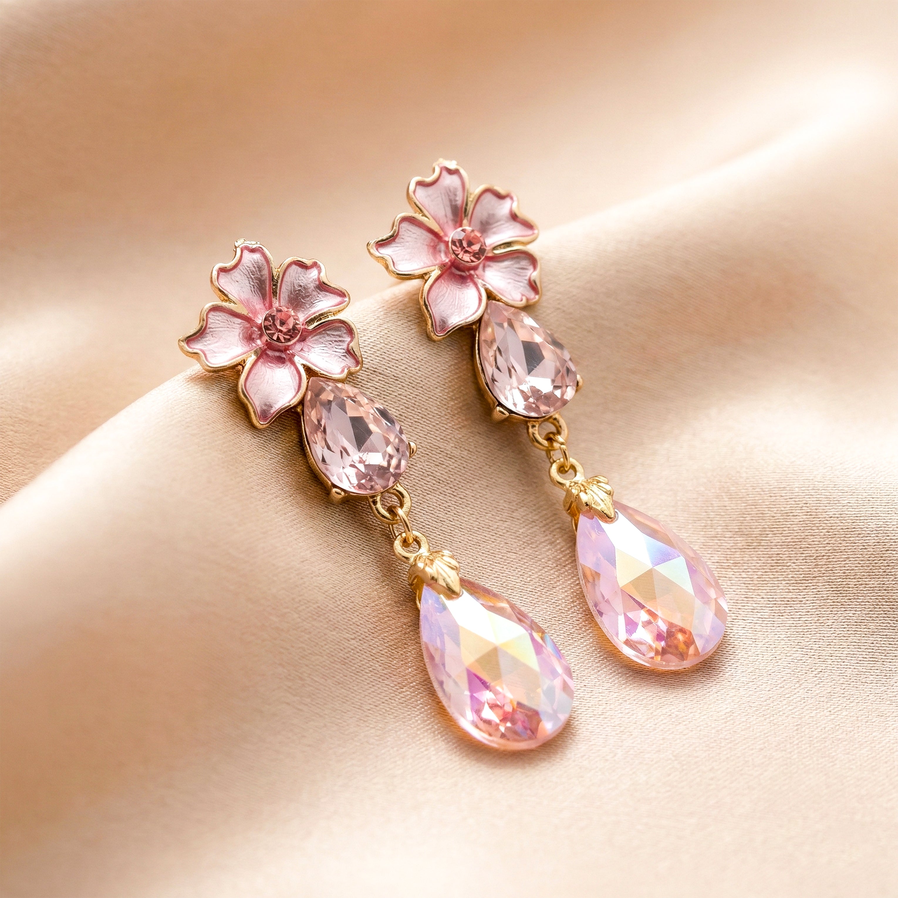 Pink Floral Earrings GWE -176