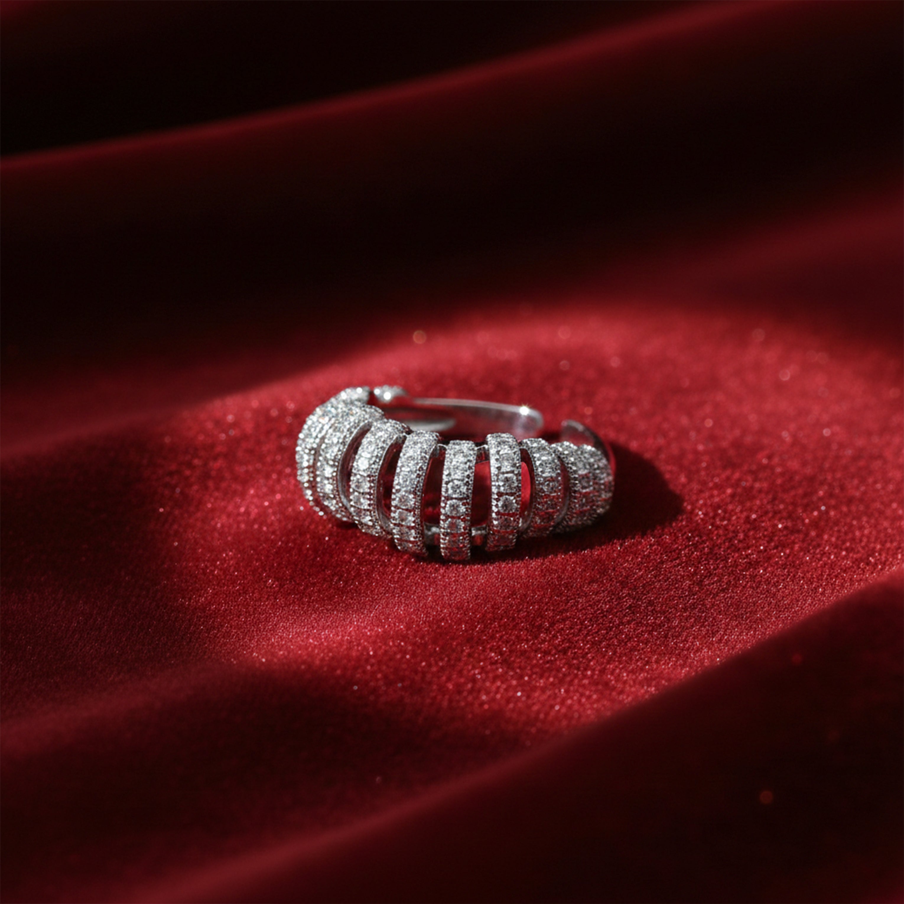 Radiant Arc Diamond Silver Ring GWR -19