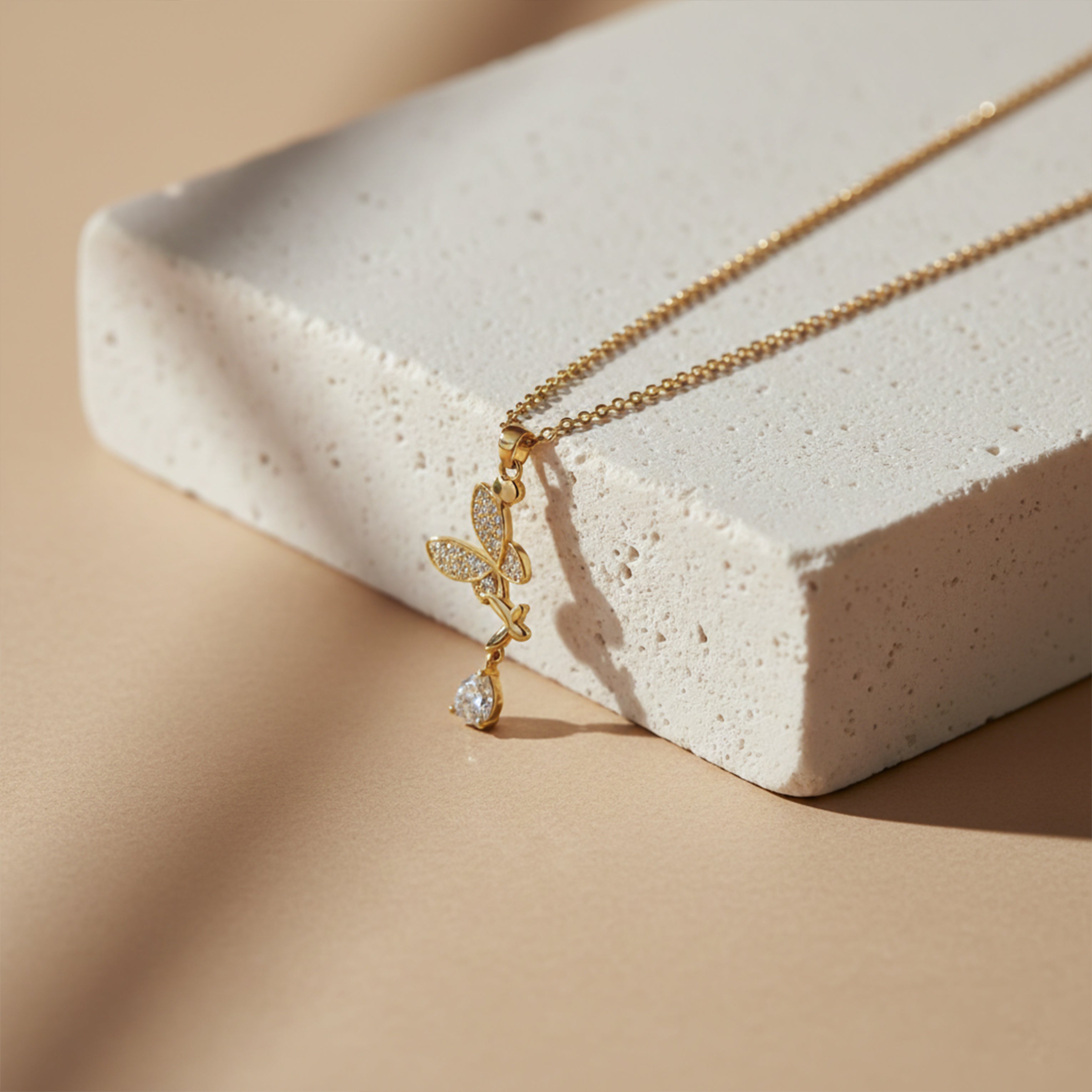 Elegant Butterfly Drop Pendant Necklace GWN -147
