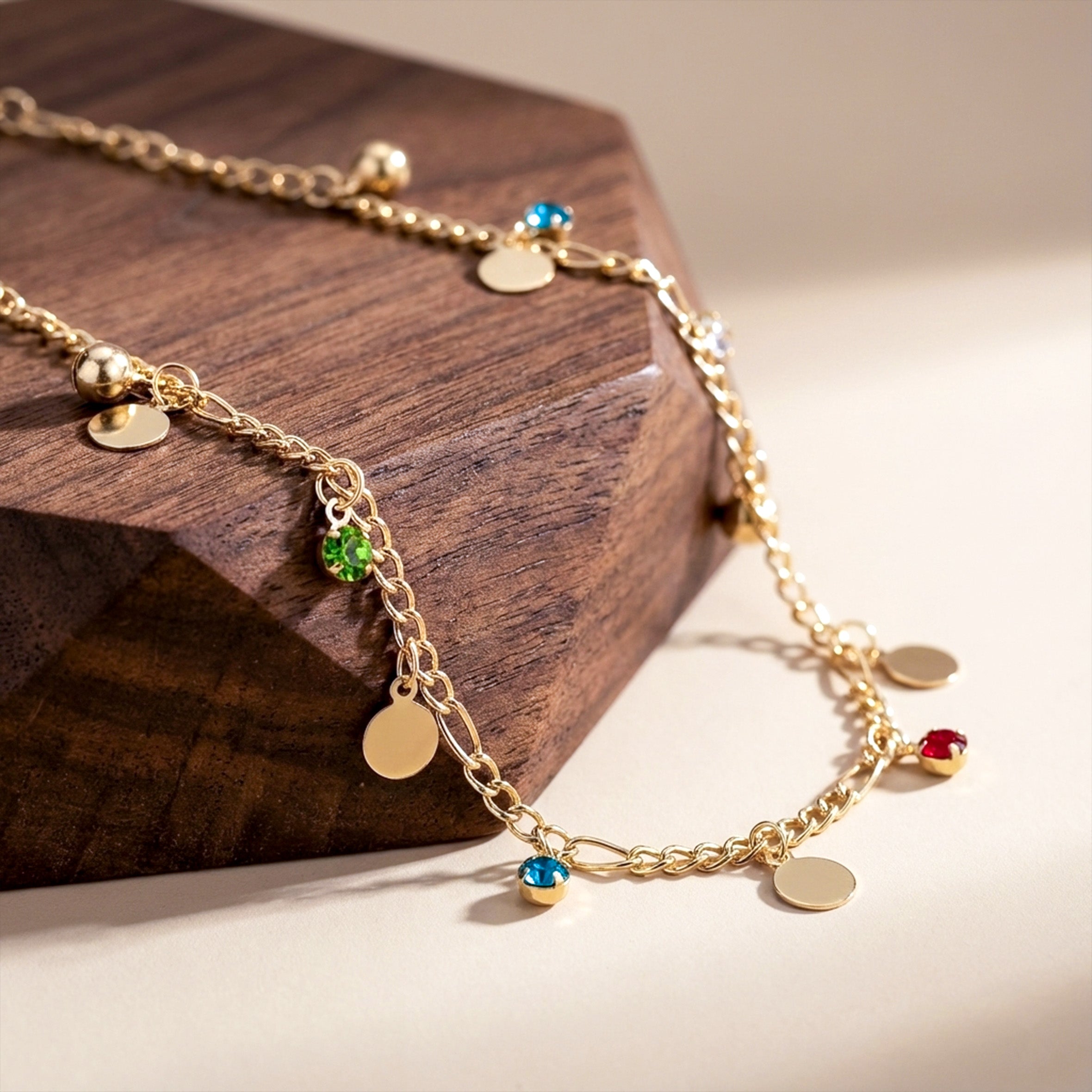 Color Pop Gold Charm Anklet GWA -46