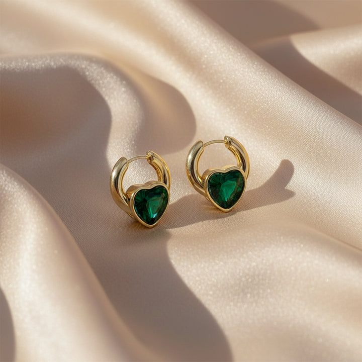 Emerald Glow Heart Hoops GWE -70