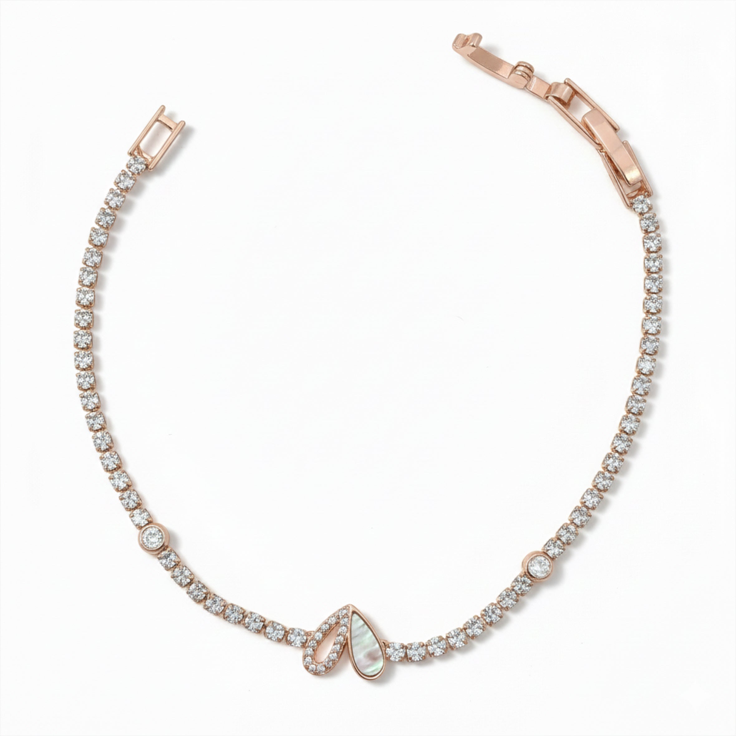 Rose Gold Petal Glow Tennis Bracelet GWB -97