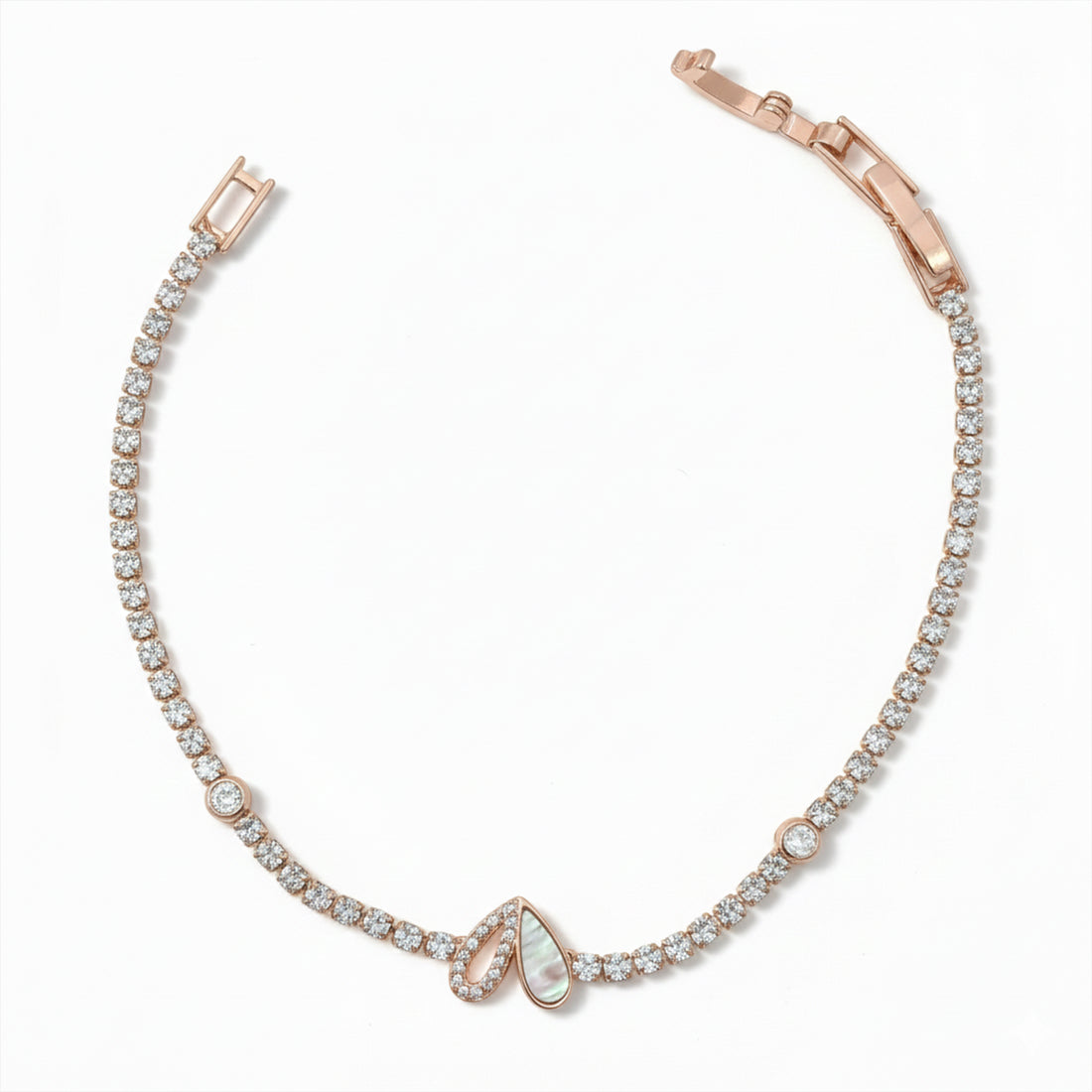 Rose Gold Petal Glow Tennis Bracelet GWB -97
