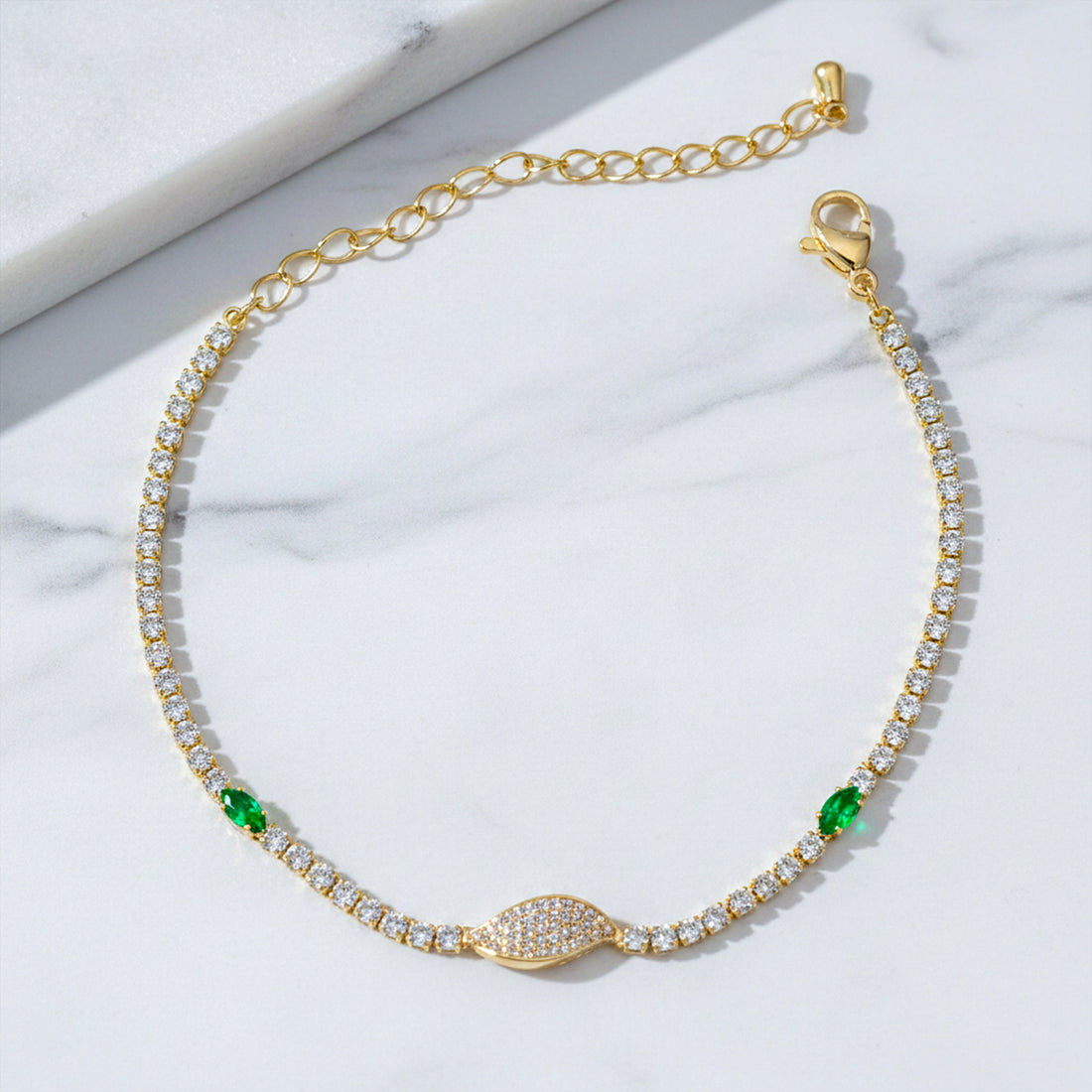 Emerald Leaf Tennis Bracelet GWB -106