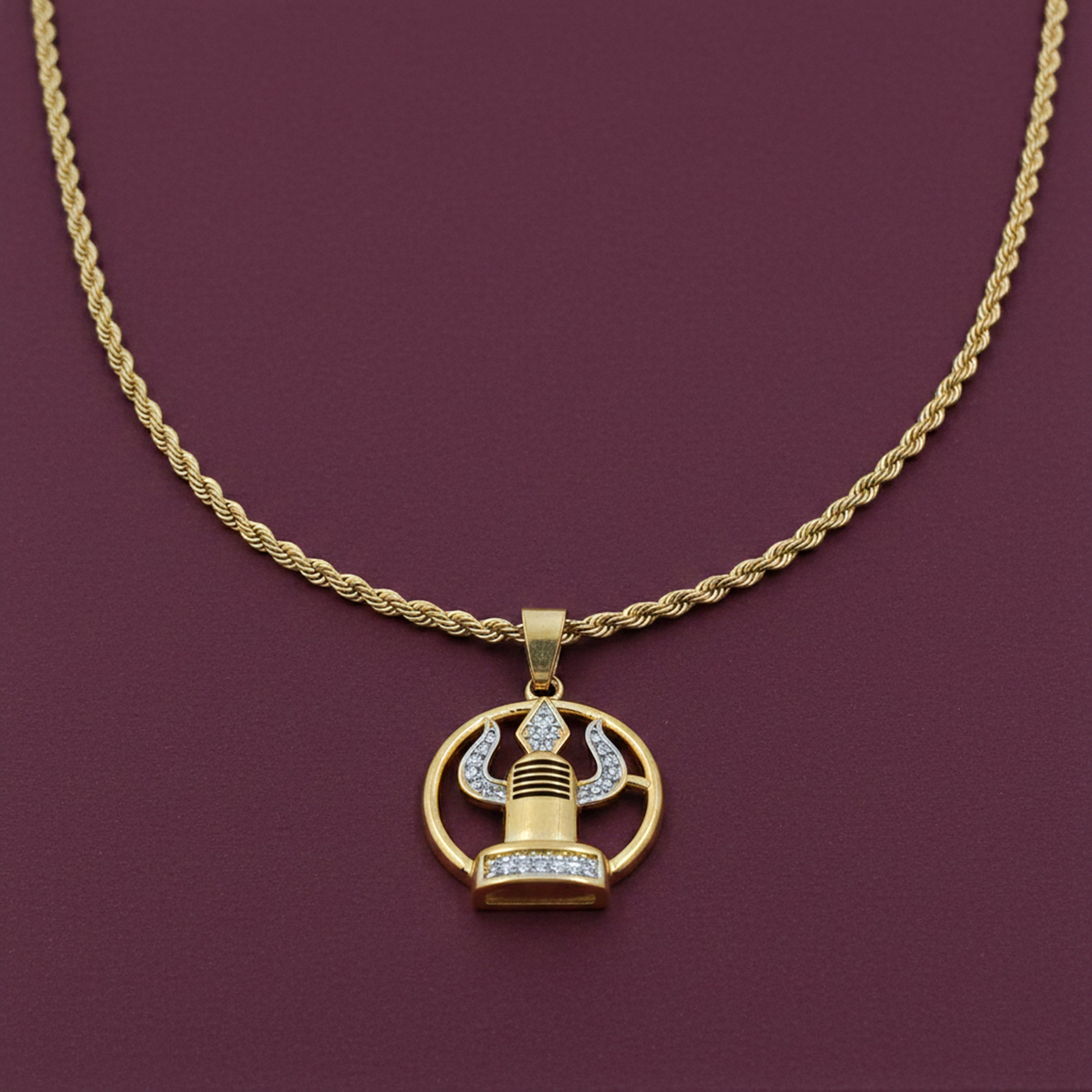 Trishul Tatva Gold Pendant Chain GMP -7