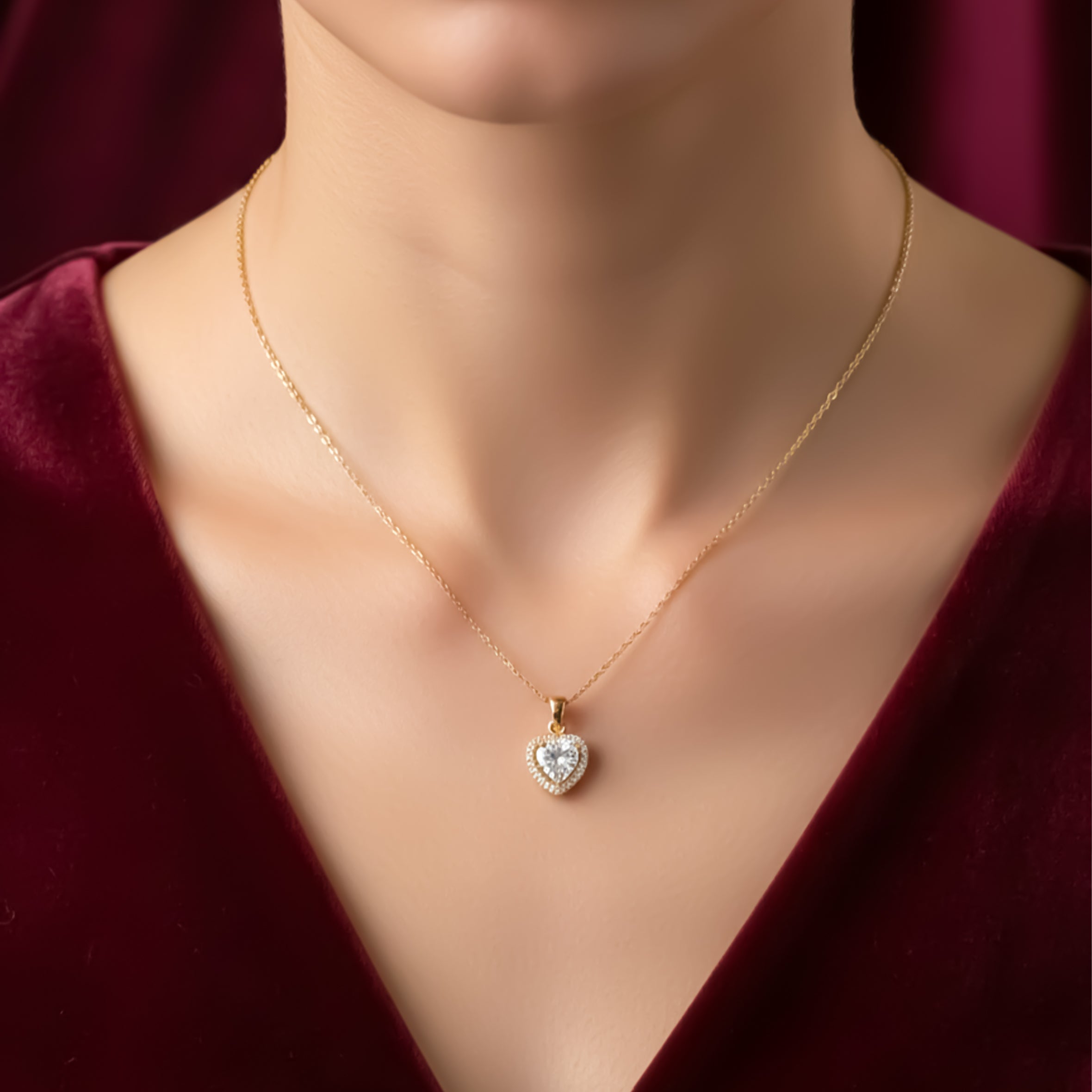 Sparkle Heart Diamond Necklace GWN -75