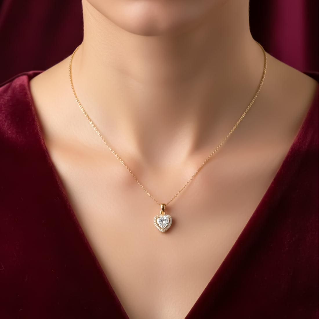 Sparkle Heart Diamond Necklace GWN -75