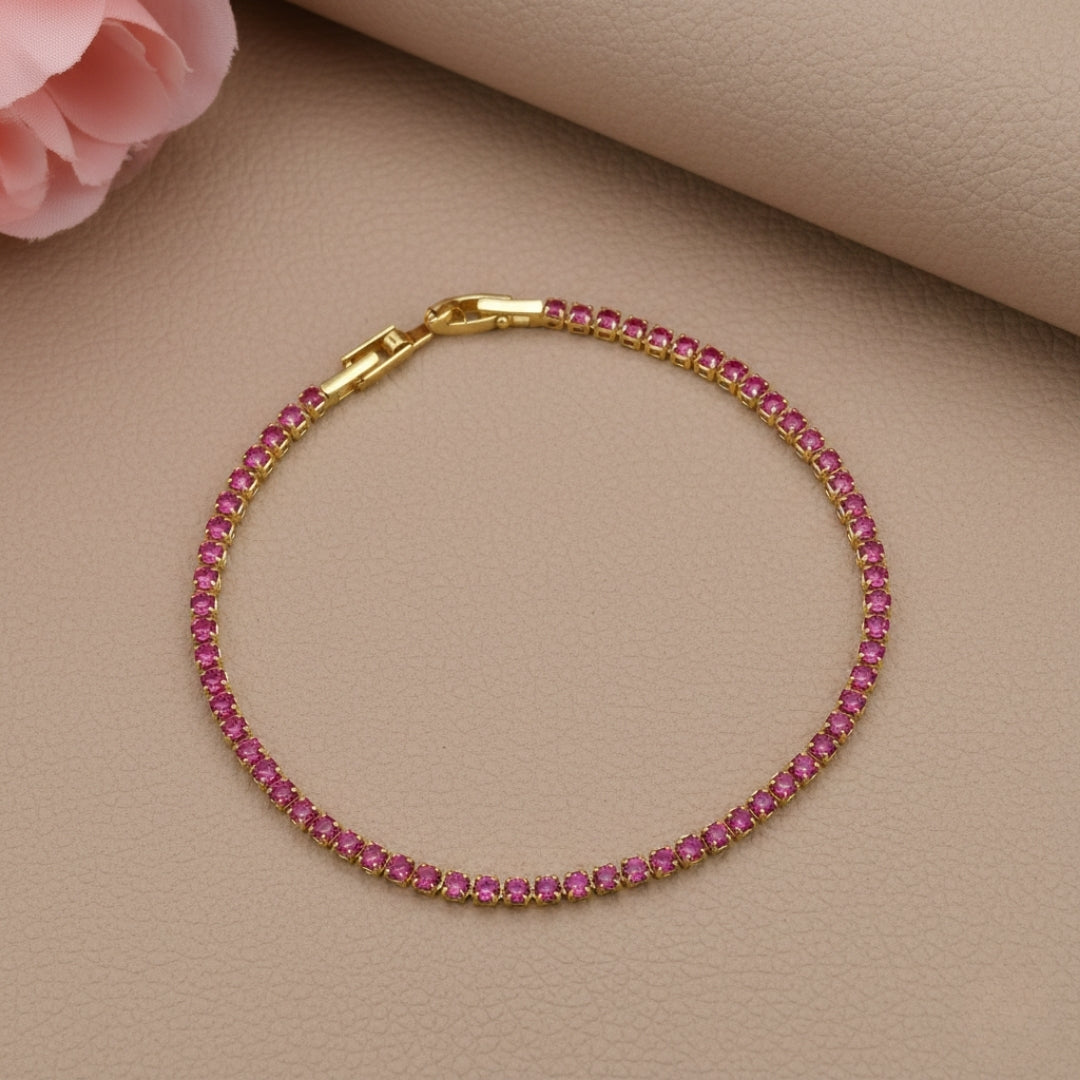 Pink Small Dimond Tennis Bracelet GWB -82