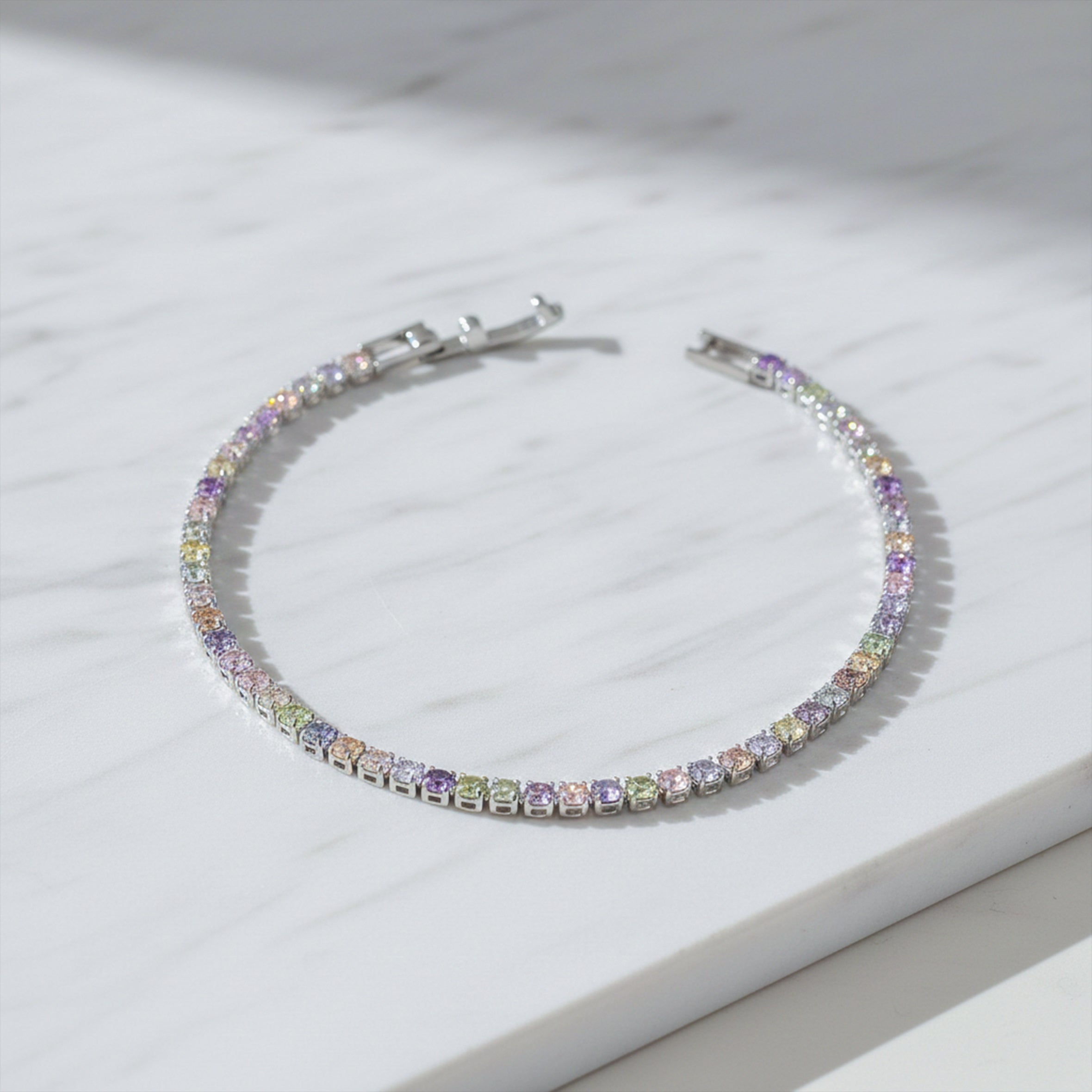 Rainbow Crystal Tennis Bracelet GWB -65