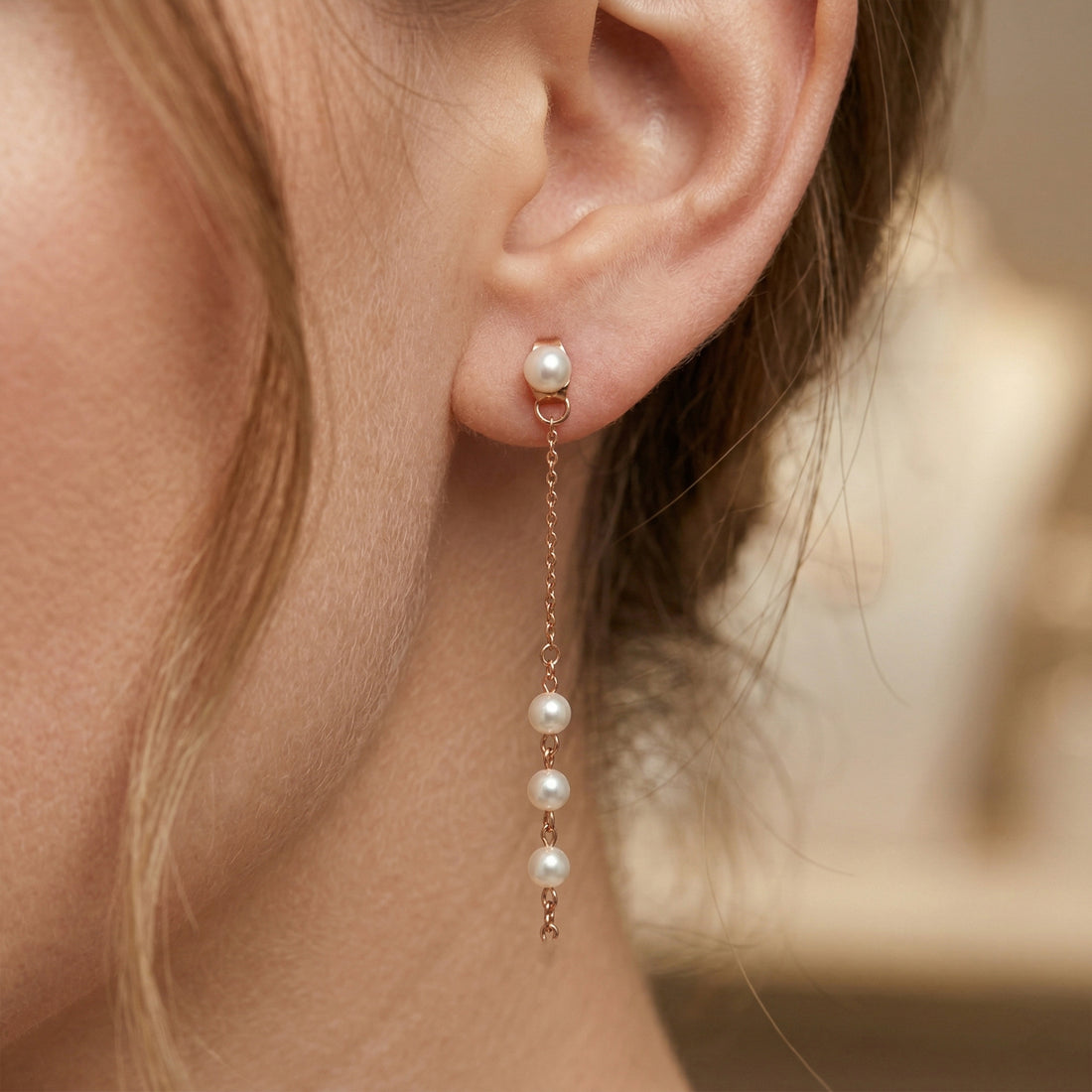 Pearl Cascade Chain Earrings GWE -96