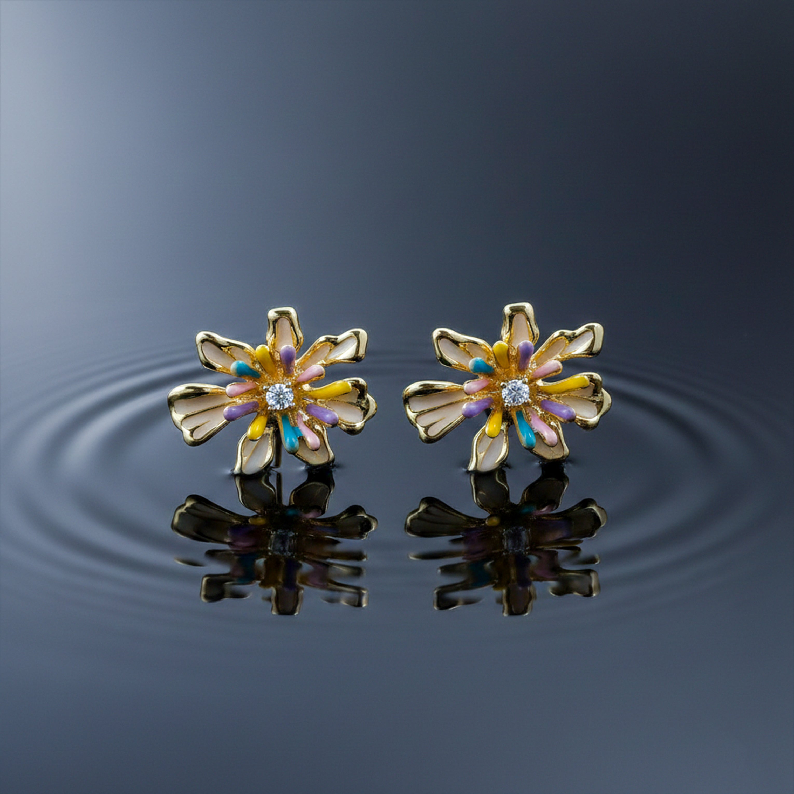 Multicolor Floral Stud Earrings GWE -154