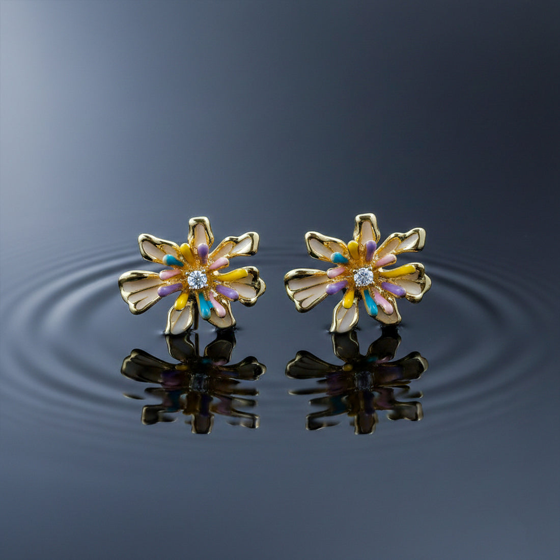 Multicolor Floral Stud Earrings GWE -154
