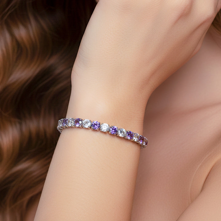 Purple & White Stone Tennis Bracelet GWB -60