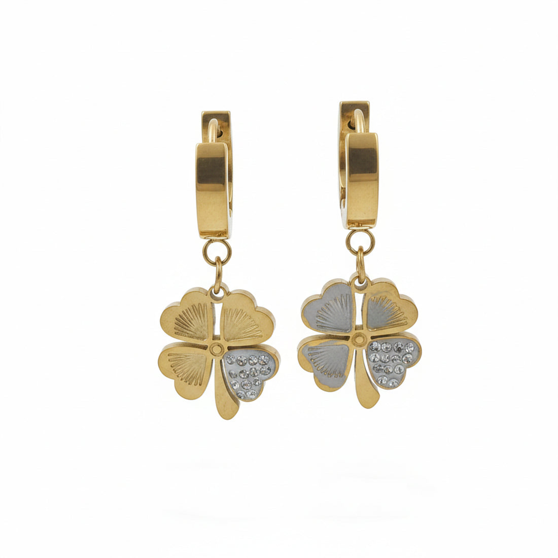 Golden Clover Charm Hoop Earrings GWE -80