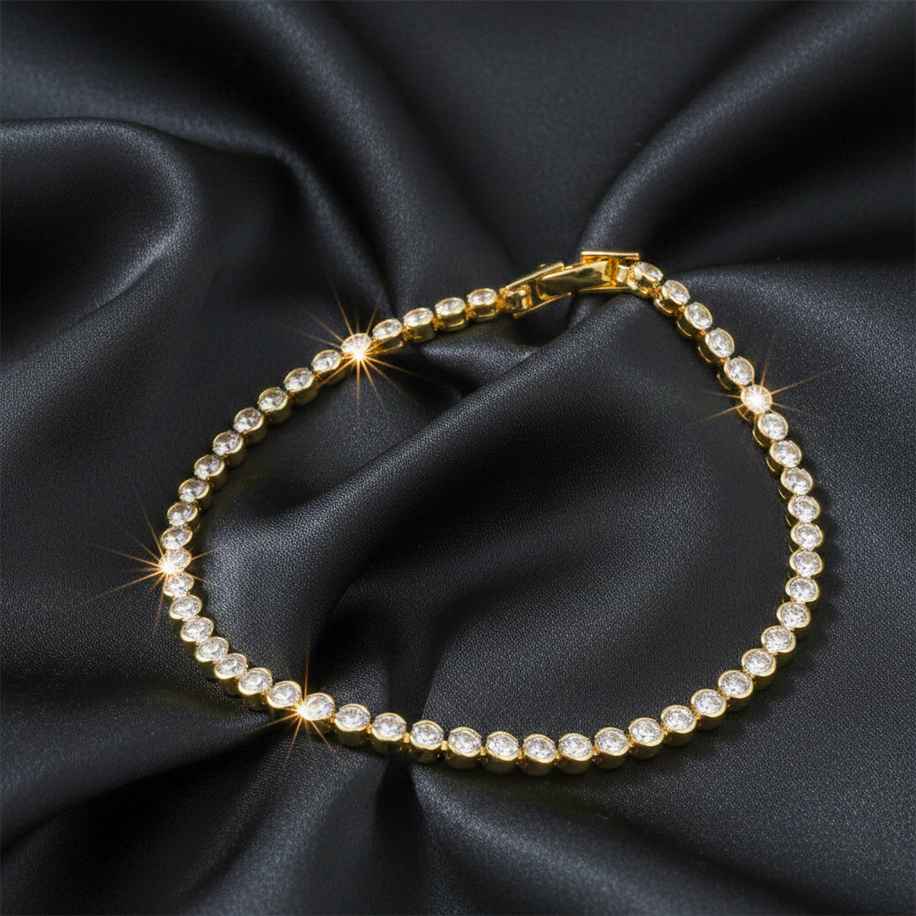 Classic Gold Bezel Tennis Bracelet GWB -38