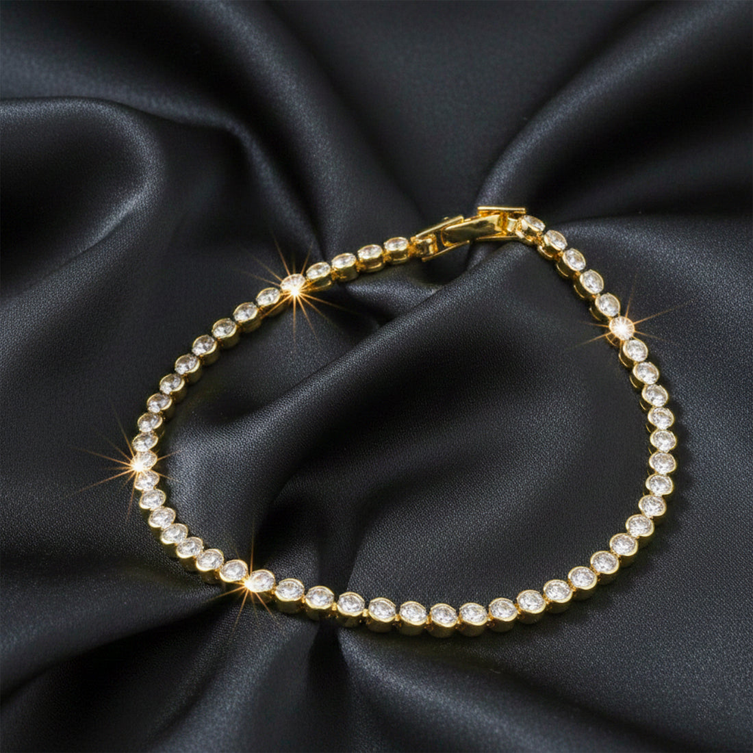Classic Gold Bezel Tennis Bracelet GWB -38