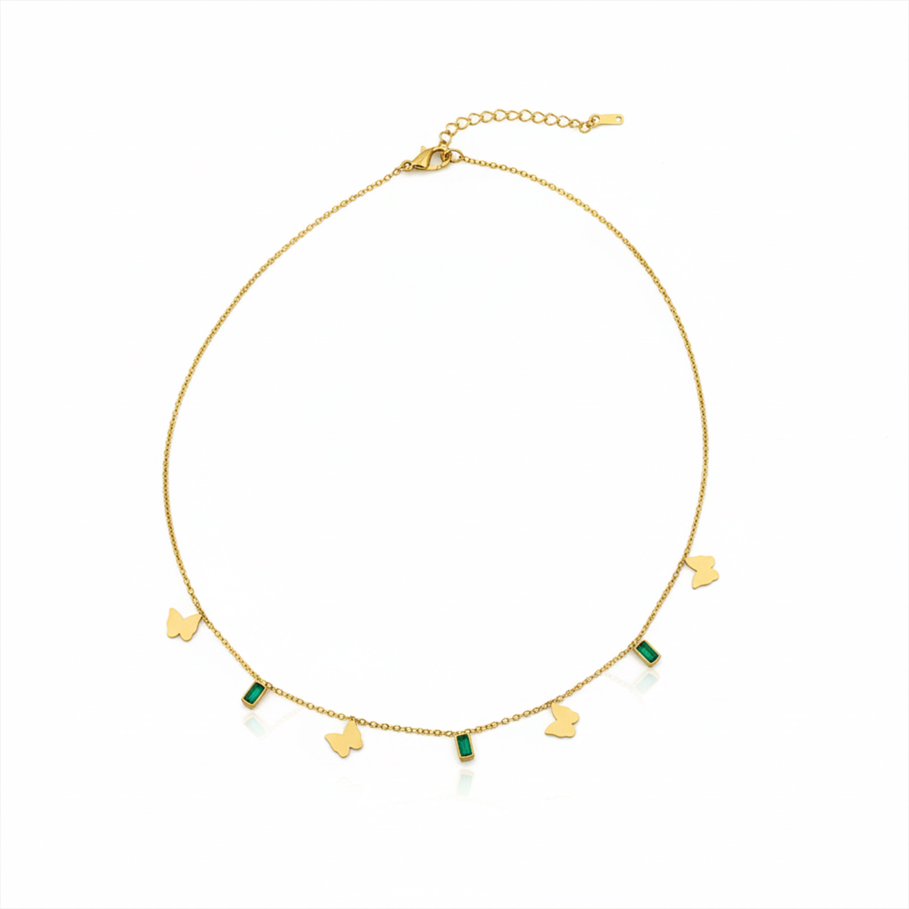 Emerald Butterfly Charm Necklace GWN -105