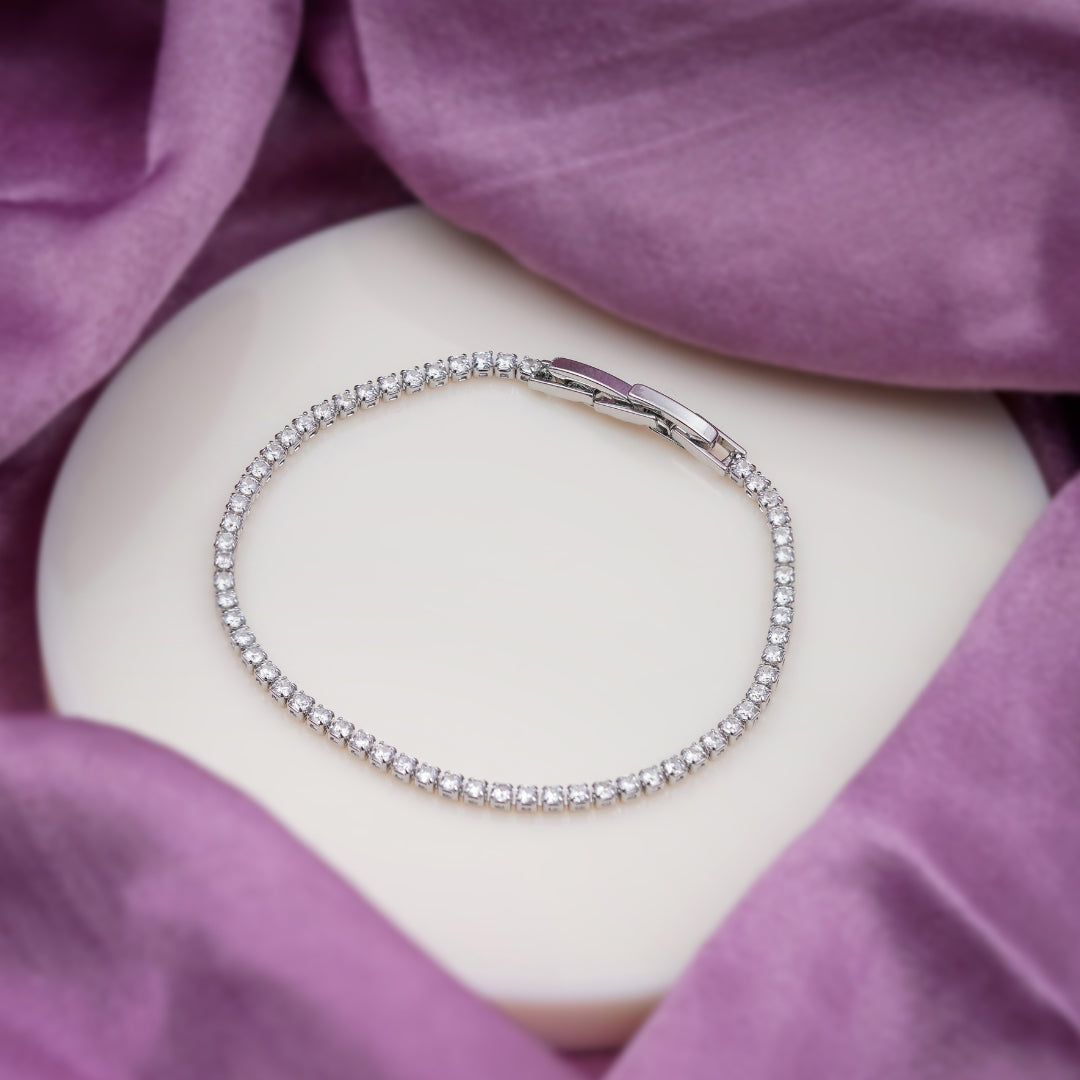 Ishq Silver Solitaire Braclate