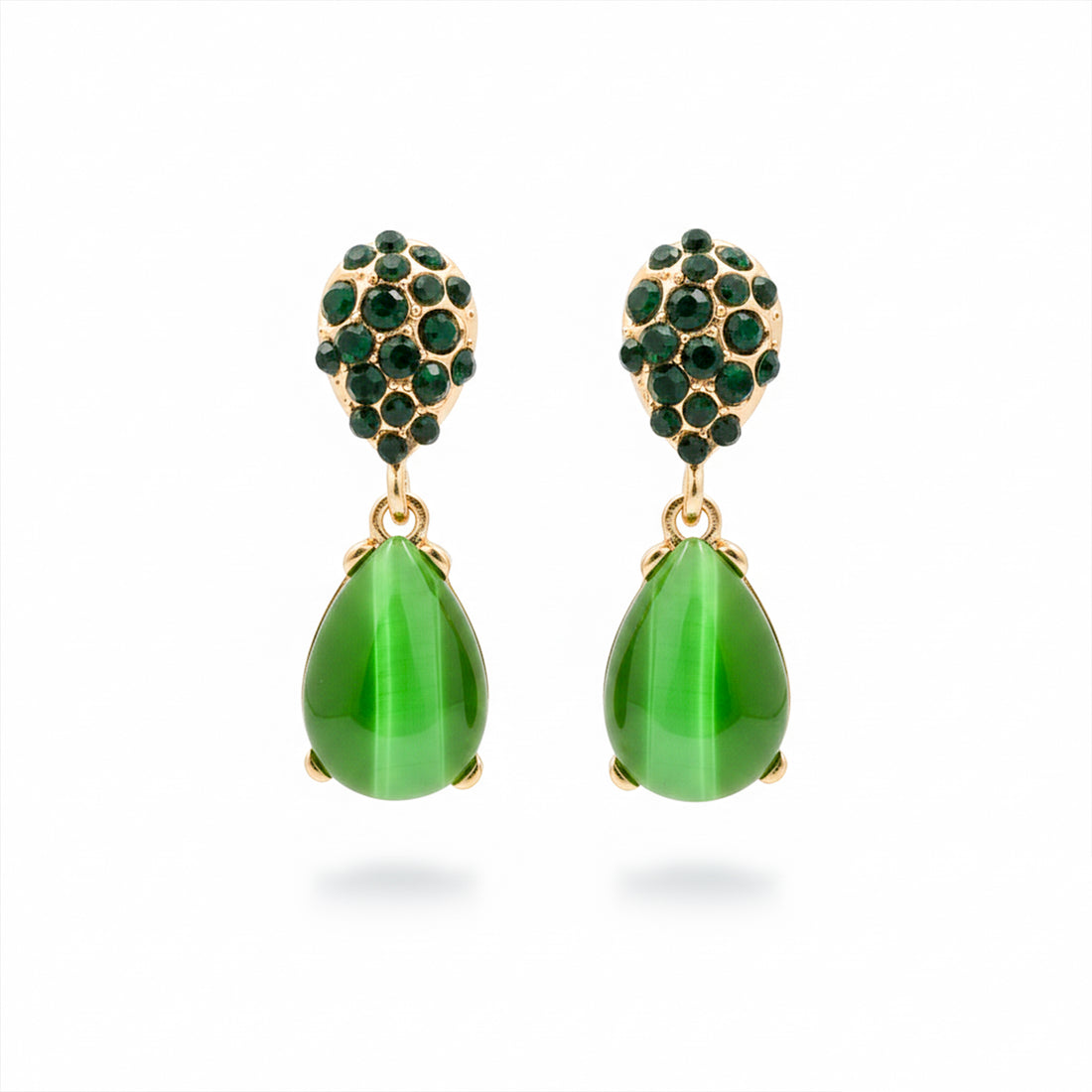 Green Crystal Teardrop Earrings GWE -222