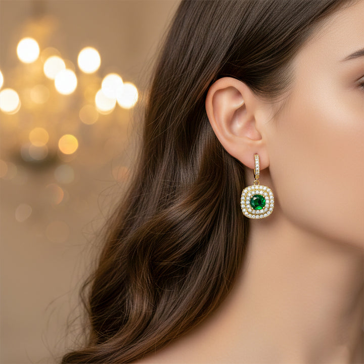 Emerald Halo Earrings GWE -134
