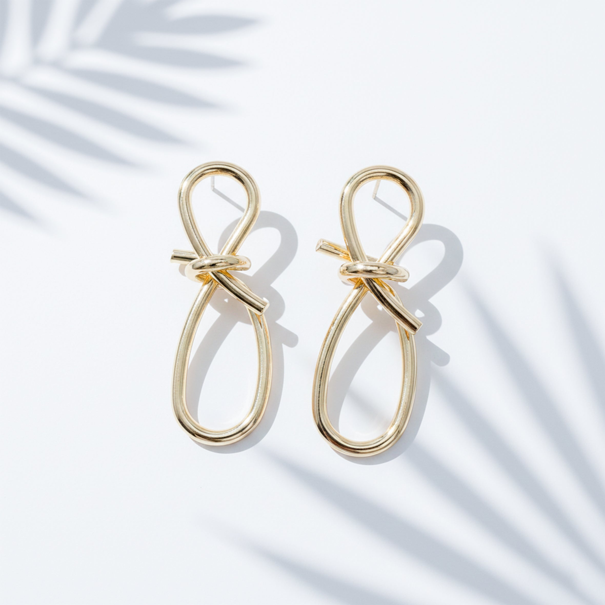 Golden Ribbon Loop Drop Earrings GWE -56