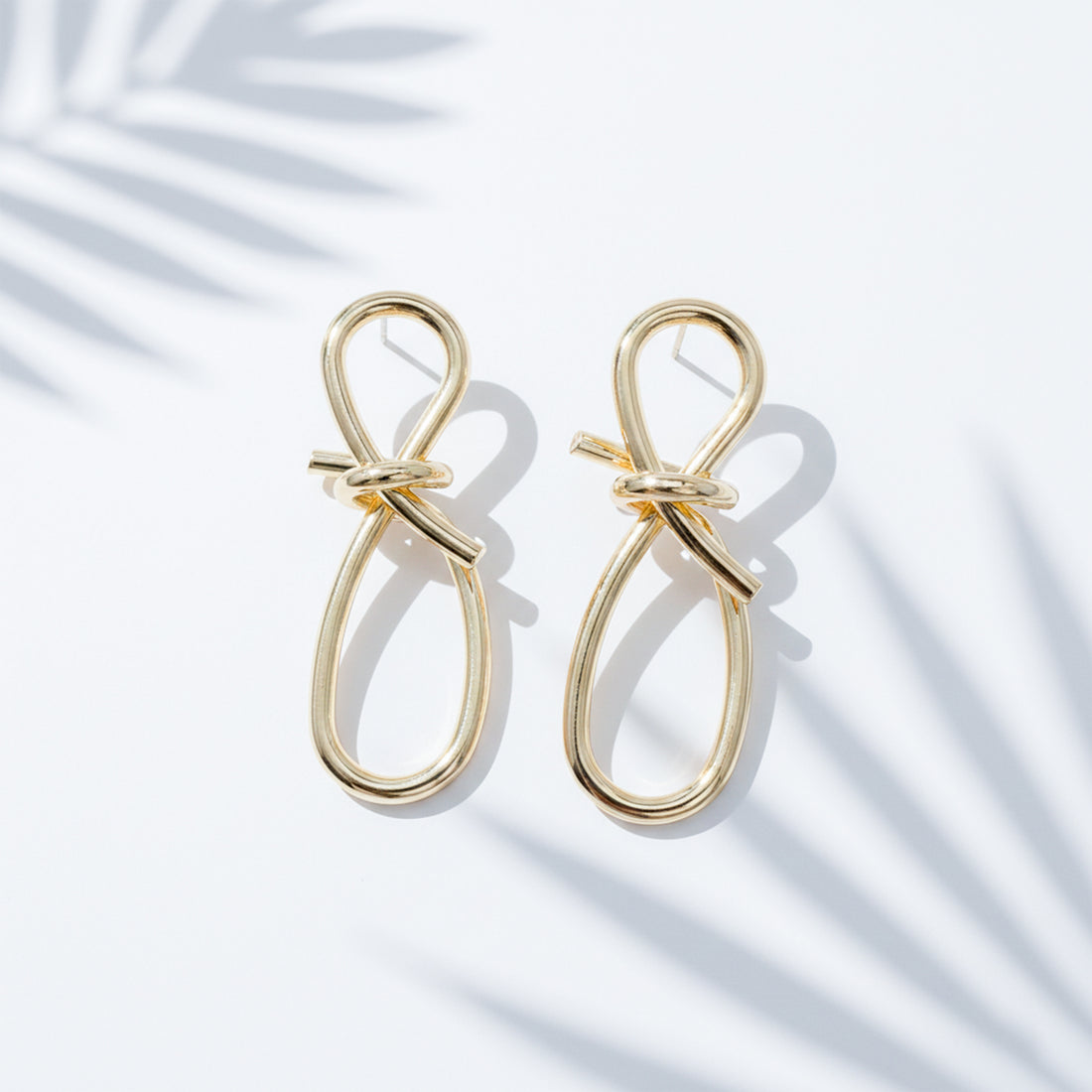 Golden Ribbon Loop Drop Earrings GWE -56