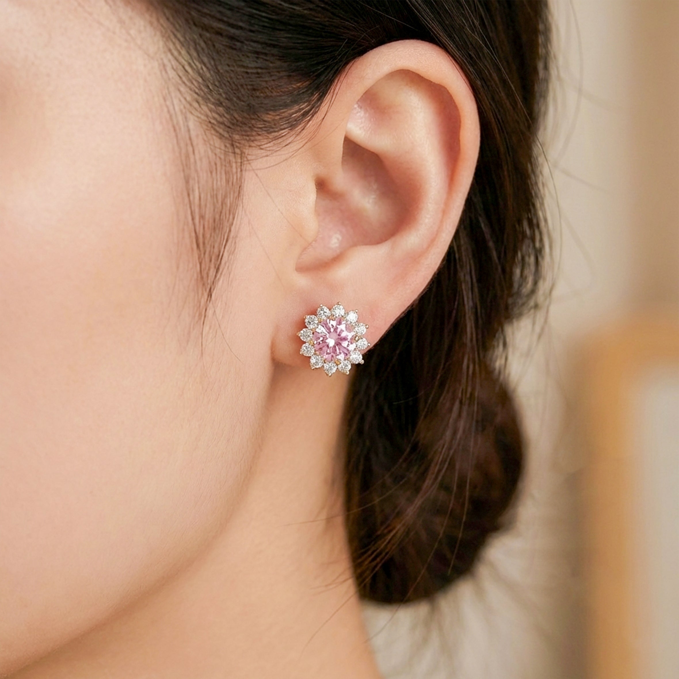 Blush Radiance Halo Stud Earrings GWE -73