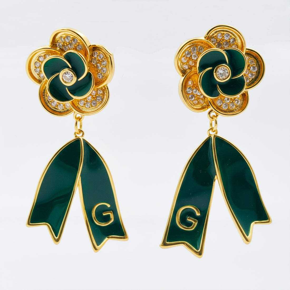 Crystal Ribbon Drop Earrings GWE -60