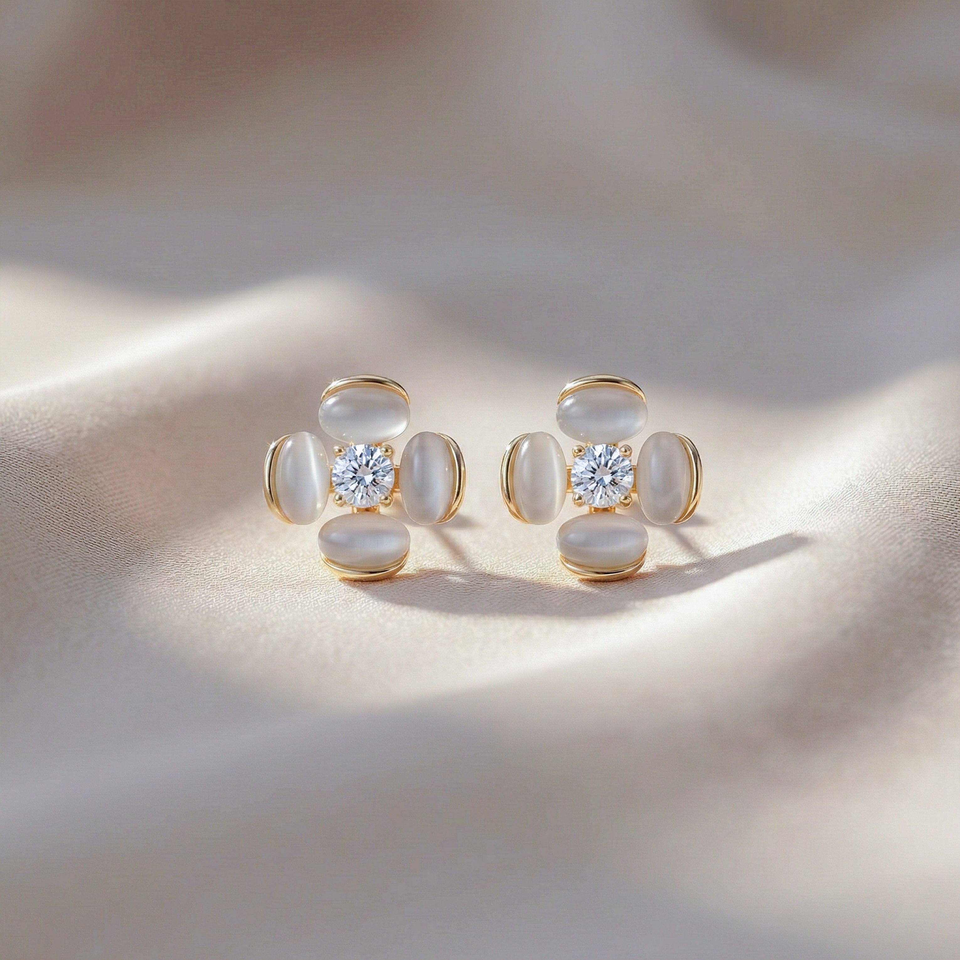 Petal Crystal Stud Earrings GWE -107