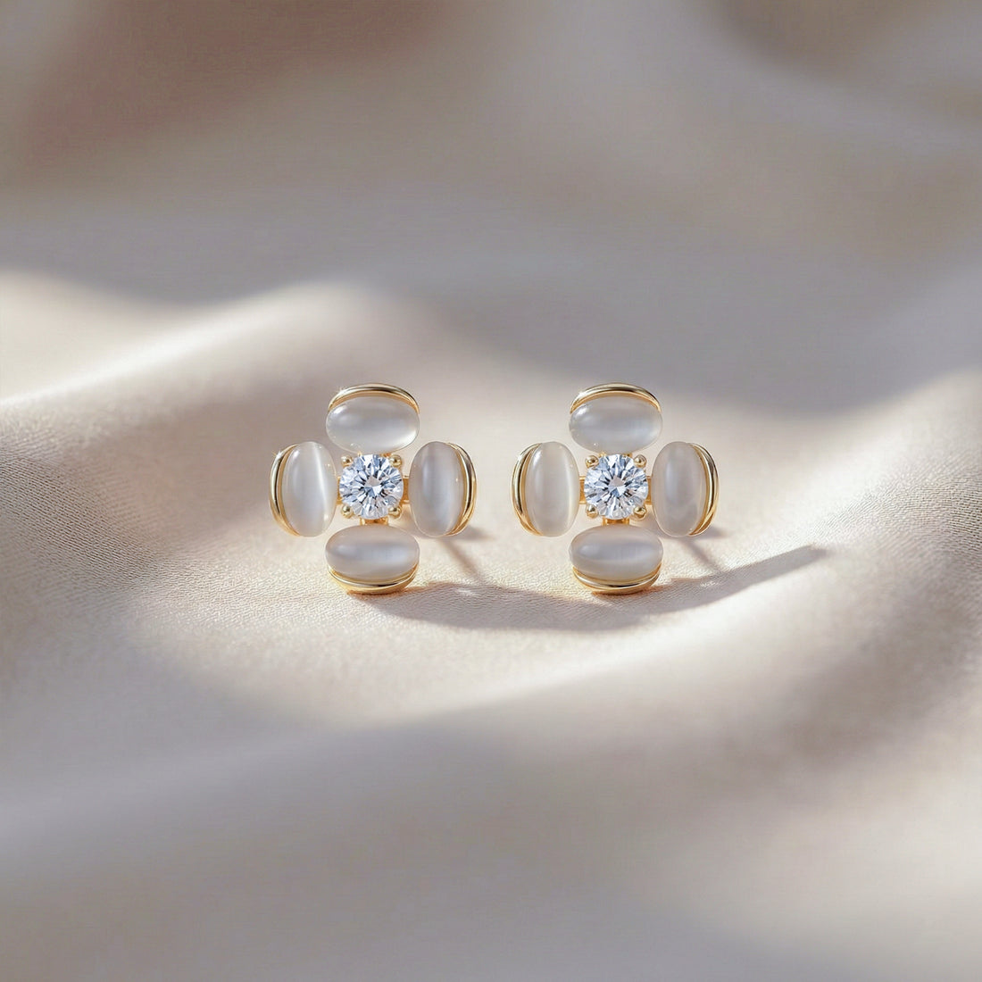 Petal Crystal Stud Earrings GWE -107