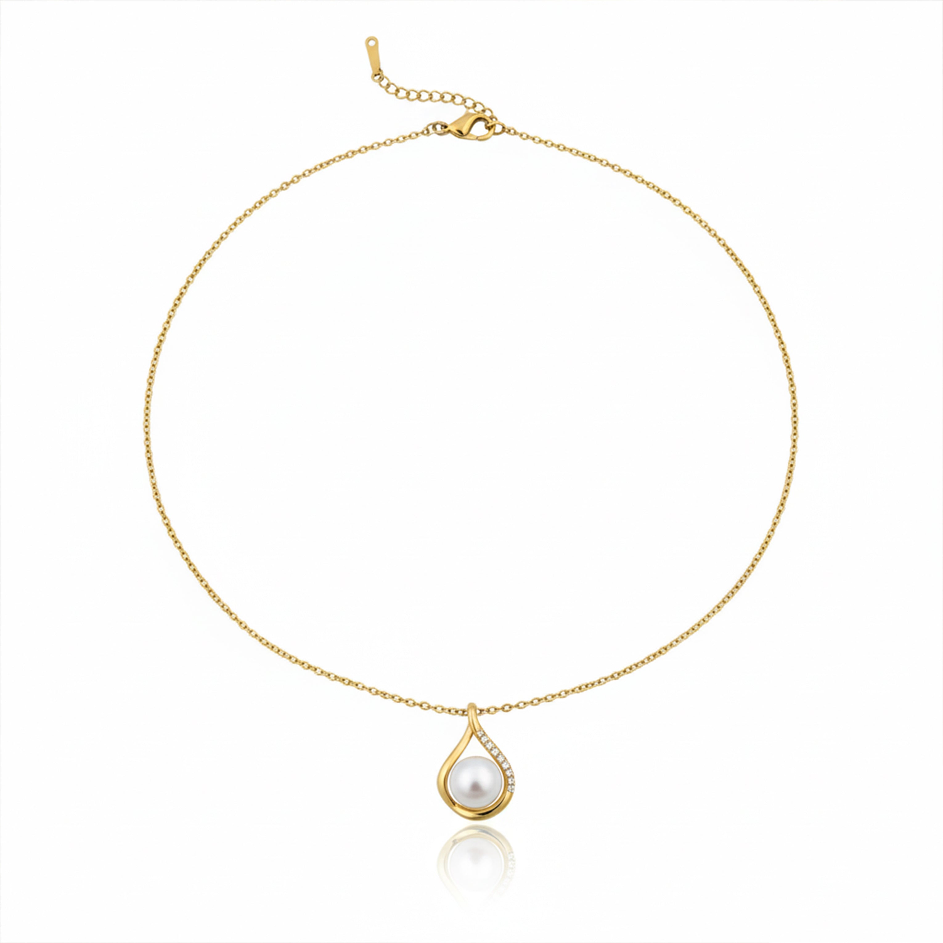 Gold Swirl Pearl Necklace GWN -33