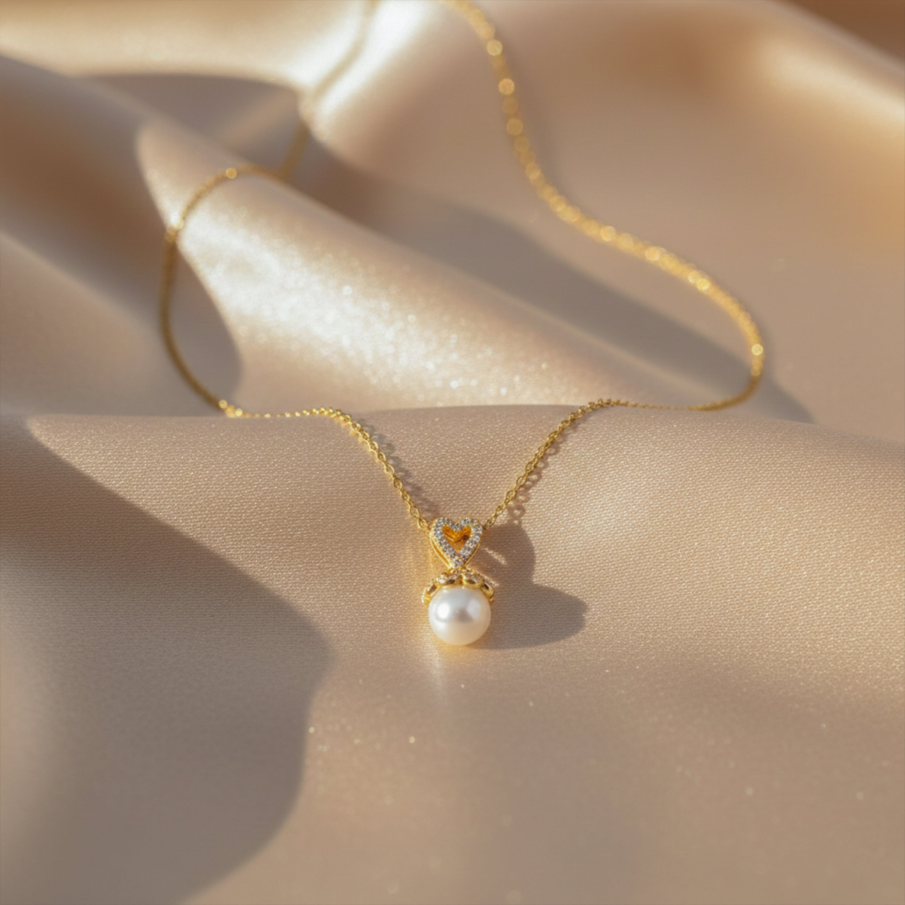 Elegant Gold Pearl Pendant Necklace GWN -39