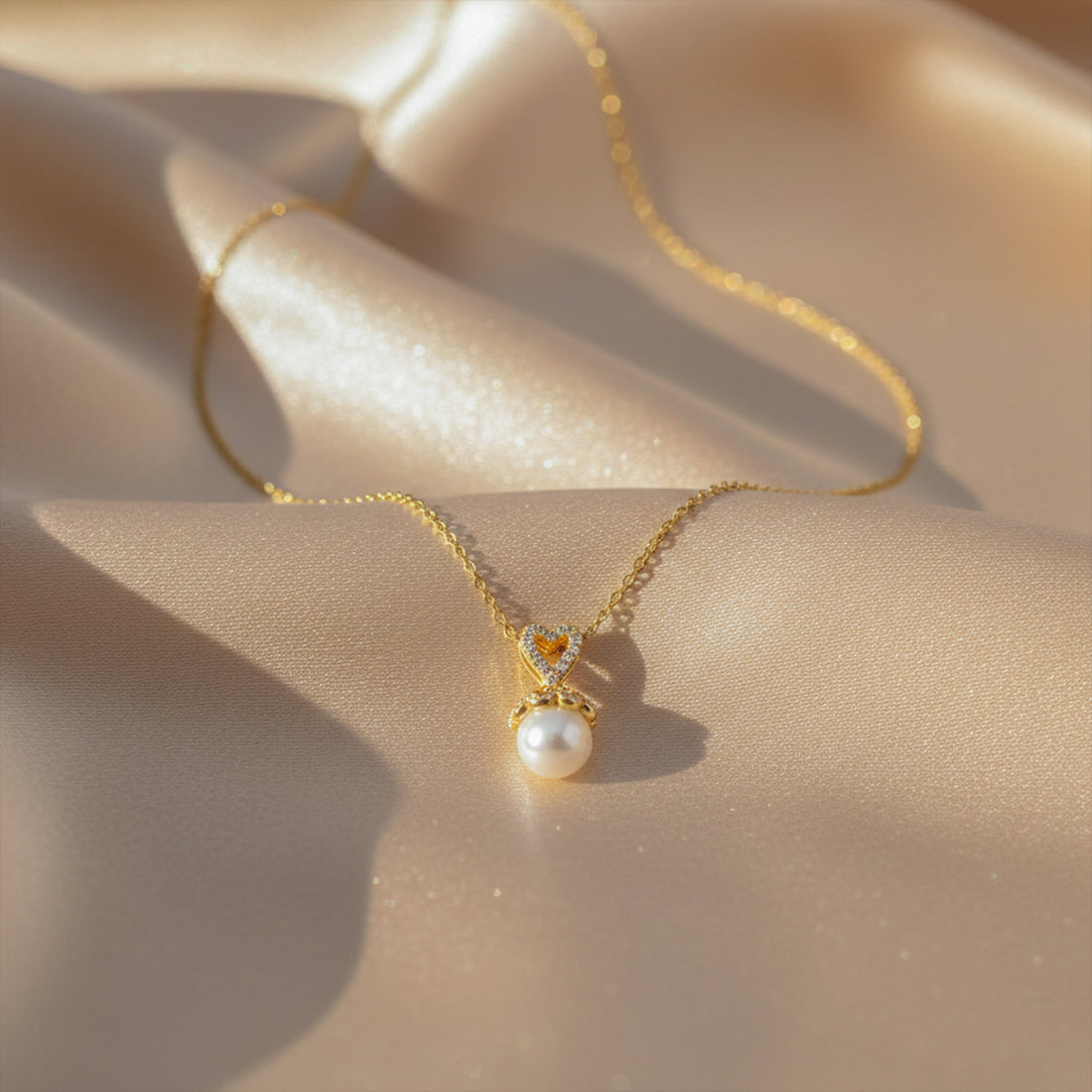 Elegant Gold Pearl Pendant Necklace GWN -39