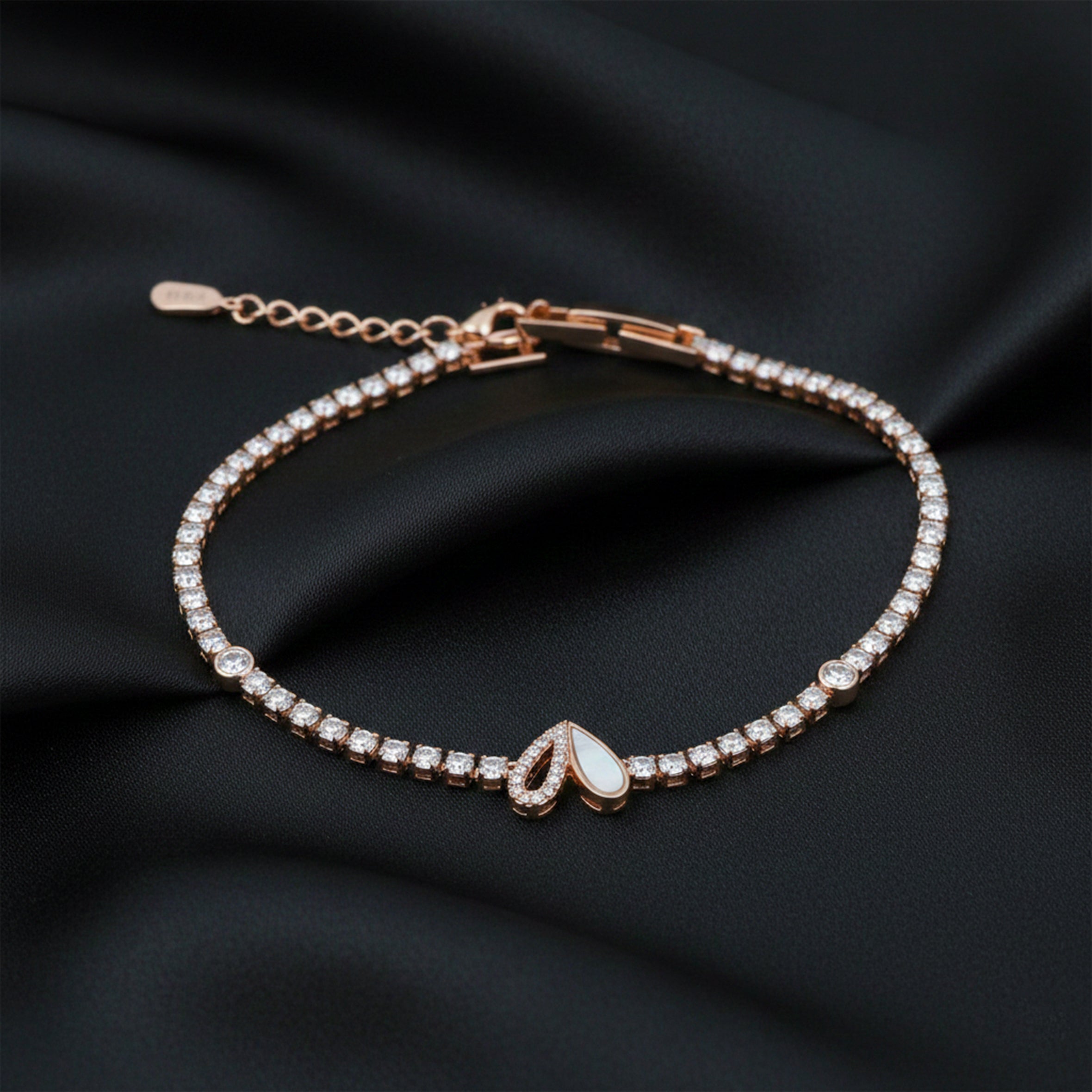 Rose Gold Petal Glow Tennis Bracelet GWB -97