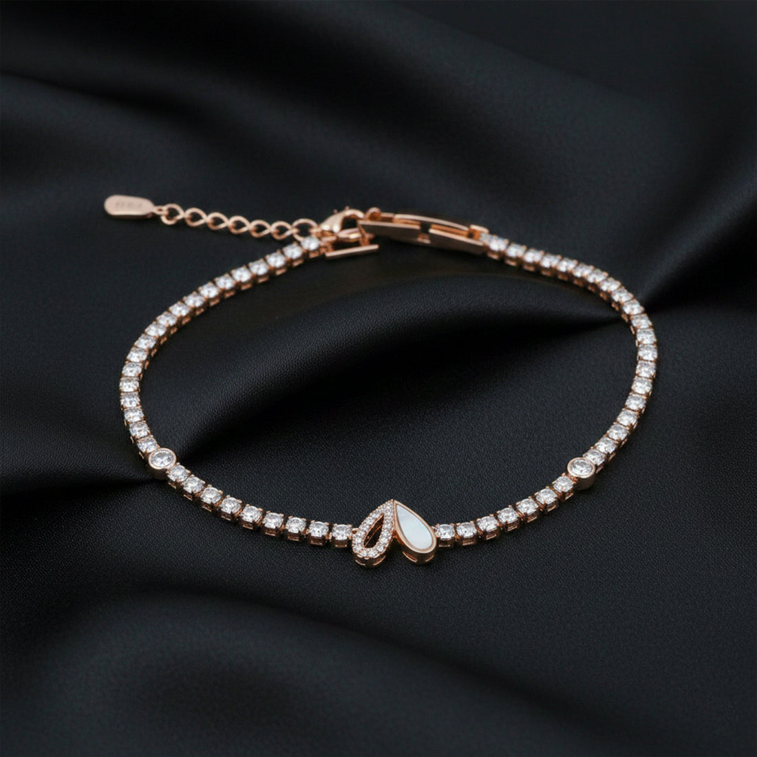 Rose Gold Petal Glow Tennis Bracelet GWB -97