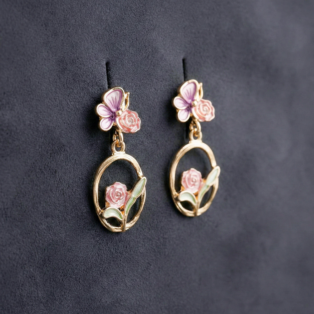 Rose Hoop Earrings GWE -177