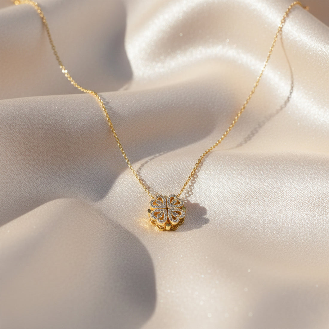 Diamond Clover Charm Necklace GWN -138
